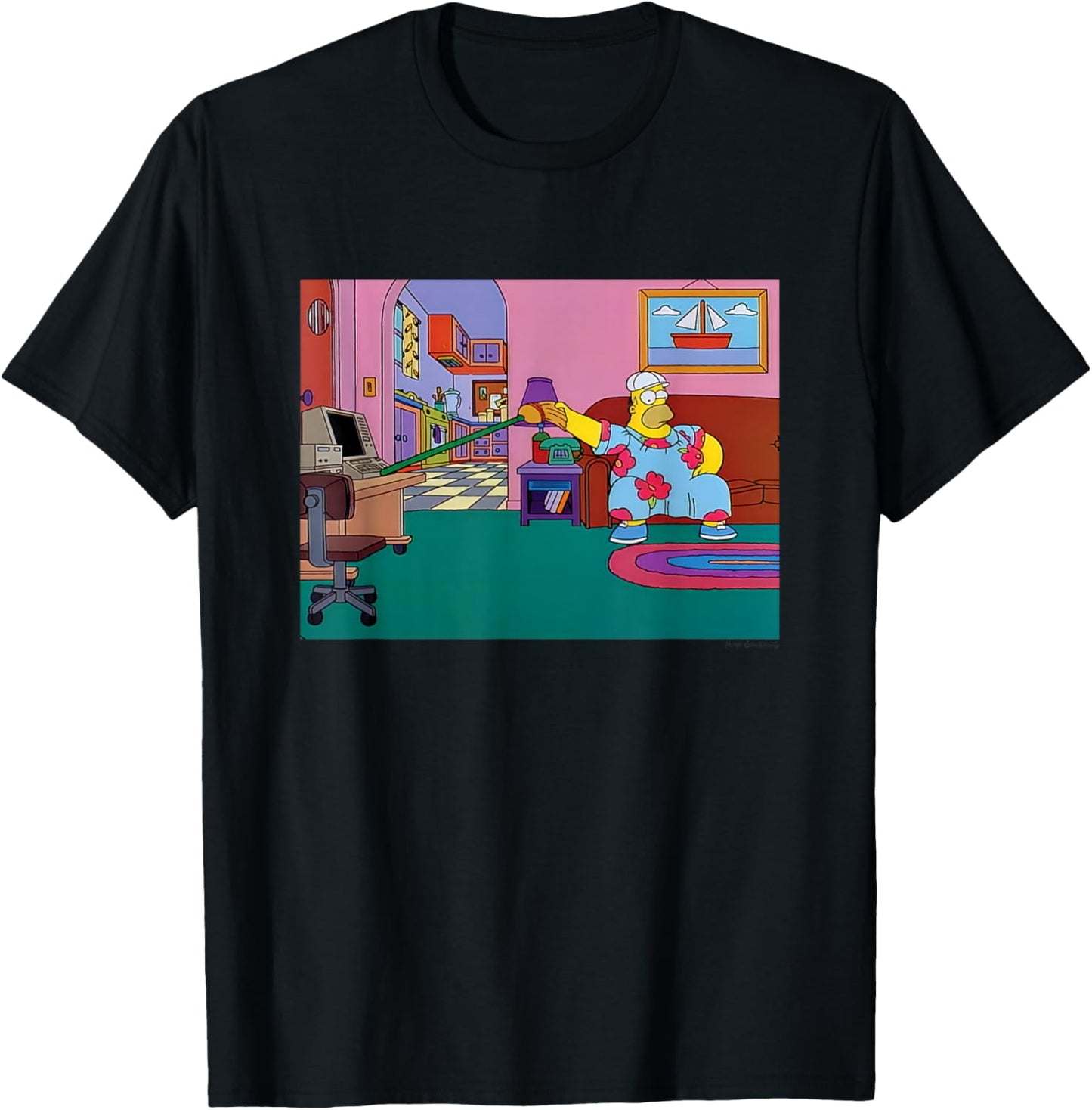 The Simpsons Iconic King Size Homer Living Room Chest Logo T-Shirt - T-Shirt | Black