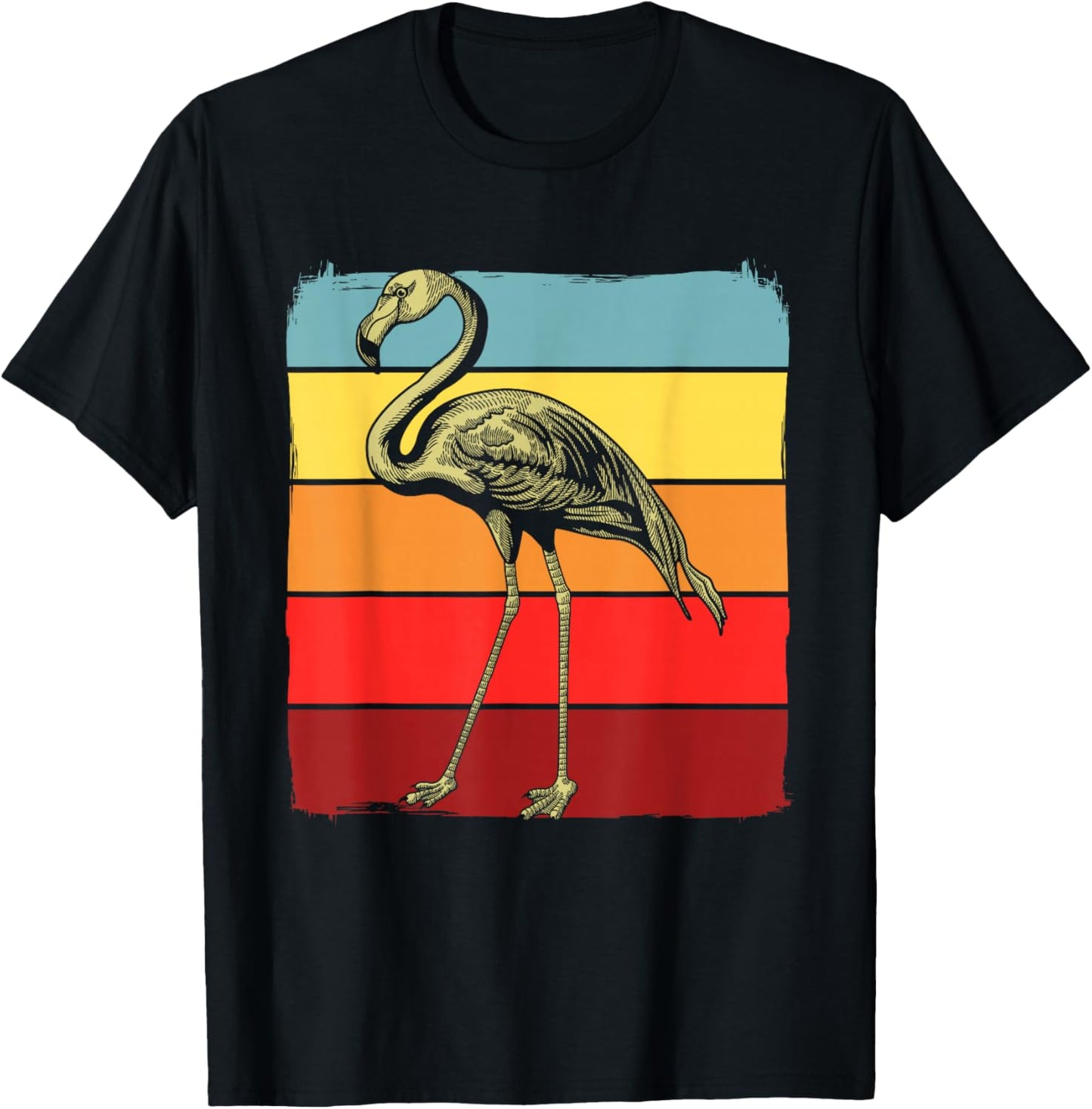80s Vintage Retro Flamingo Funny Bird Animal Lover Men Women T-Shirt - T-Shirt | Black