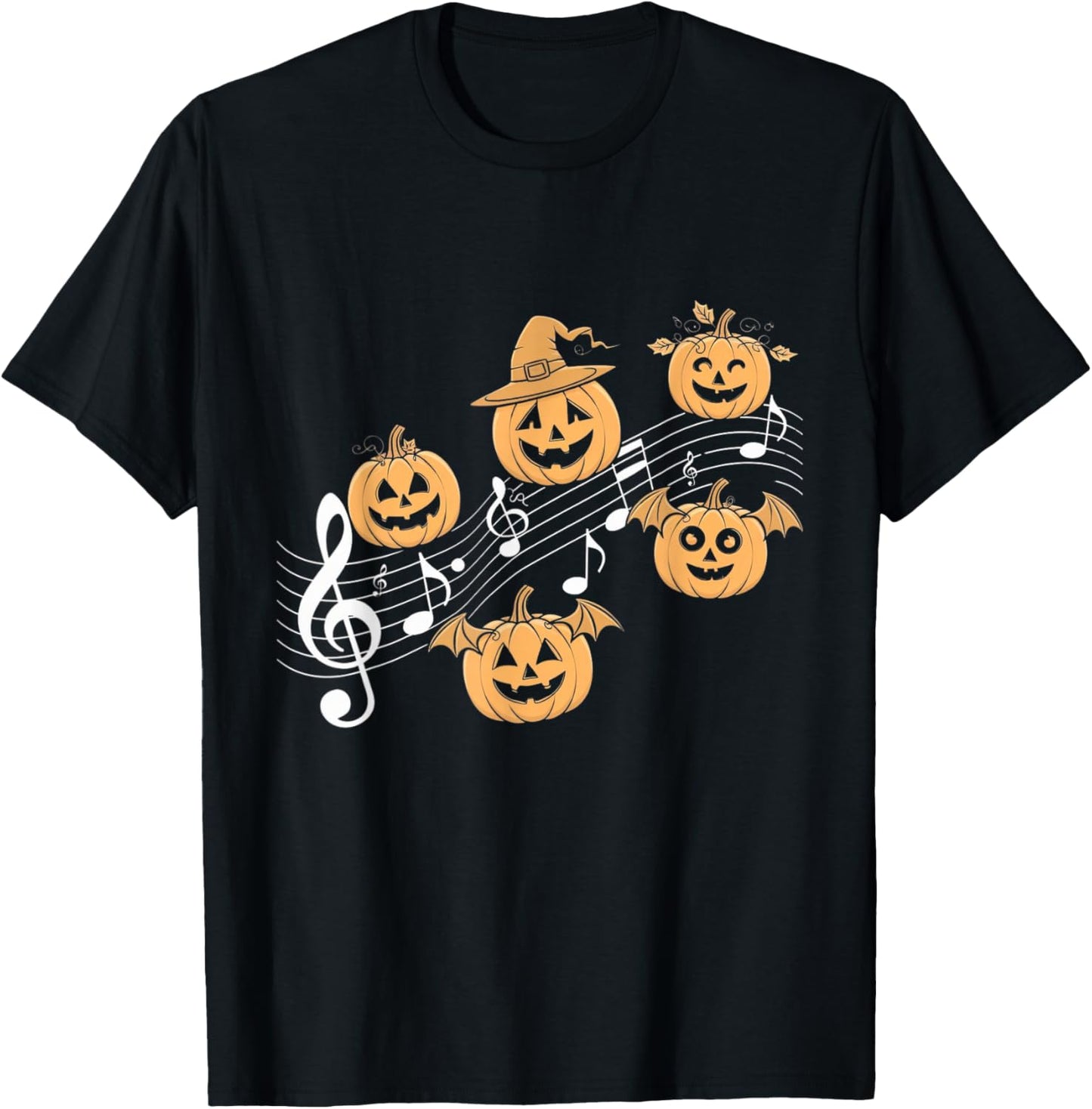 Music Note Pumpkin Fall Music Teacher Halloween Costume T-Shirt - T-Shirt | Black