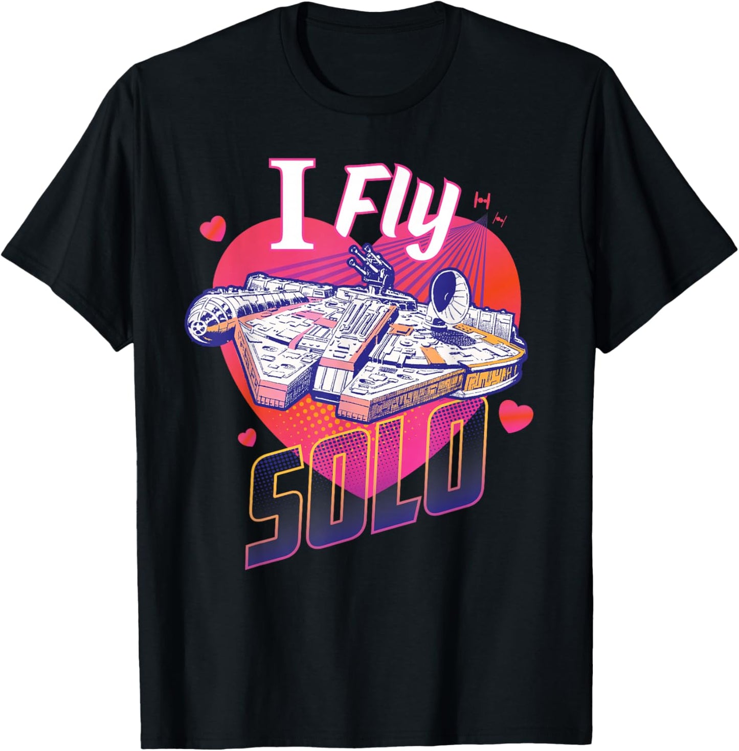 Star Wars Anti Valentine’s Day Millennium Falcon I Fly Solo T-Shirt - T-Shirt | Black