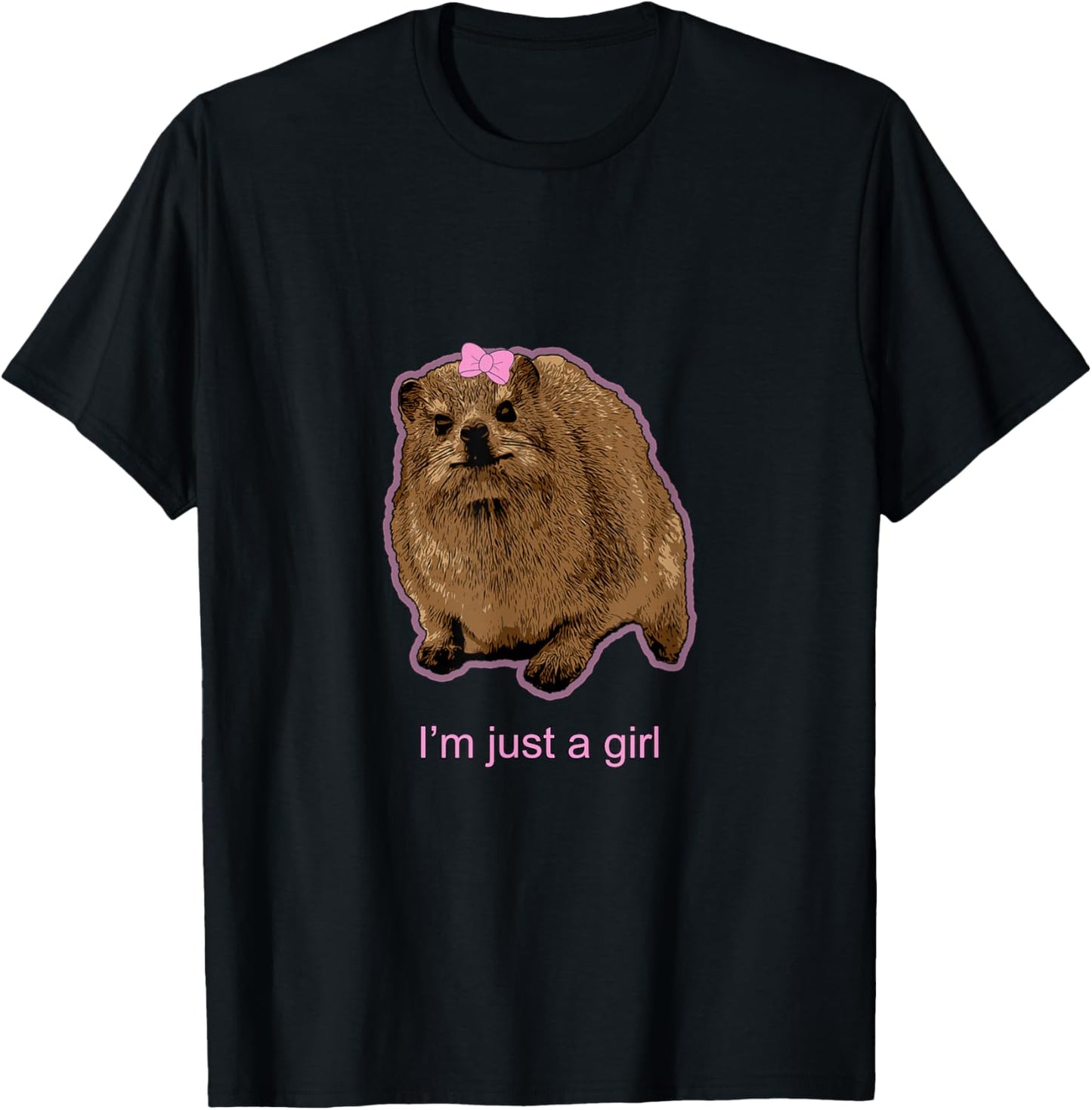 I'm Just a Girl Hyrax | Cutesy Rock Hyrax T-Shirt - T-Shirt | Black