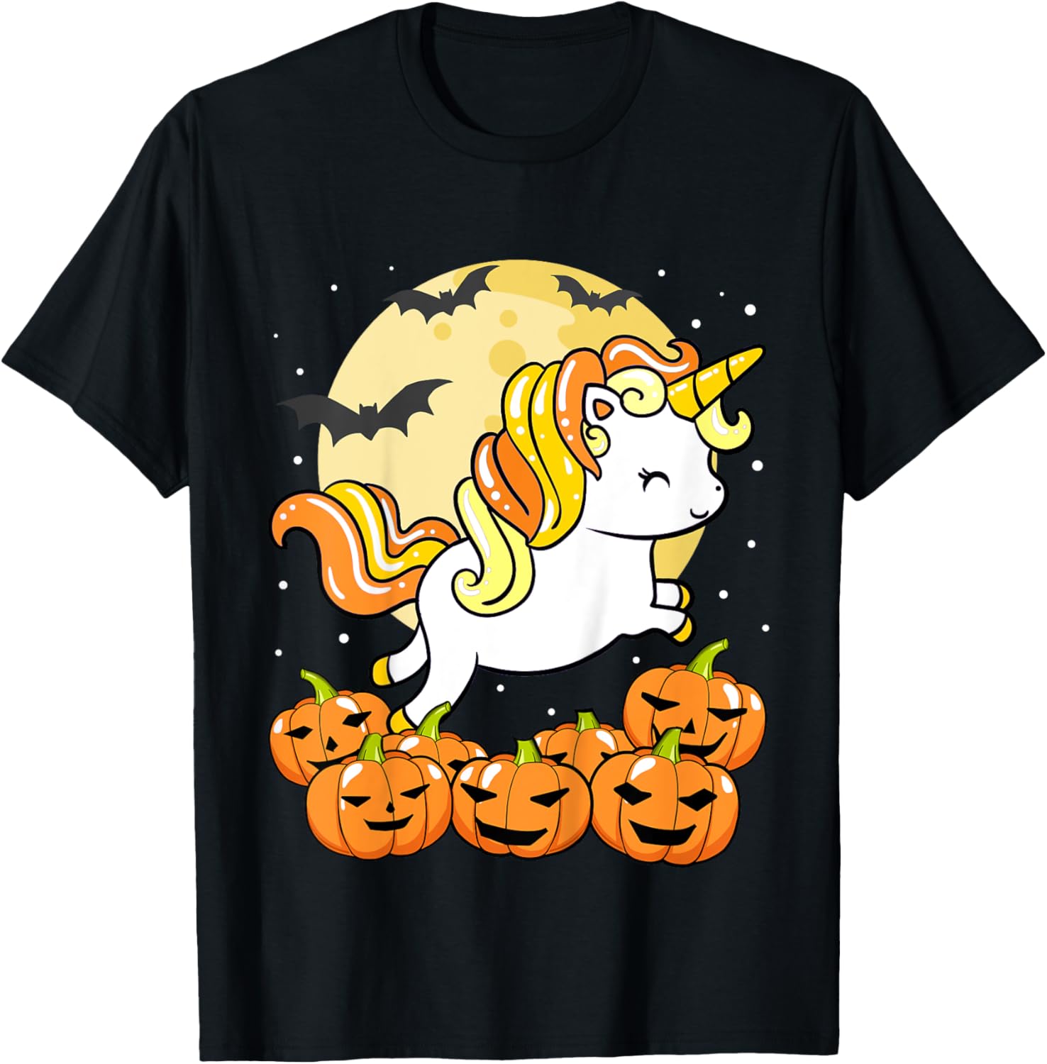 Kids Girls Unicorn Halloween Jack O Lantern Pumpkin Toddler T-Shirt - T-Shirt | Black
