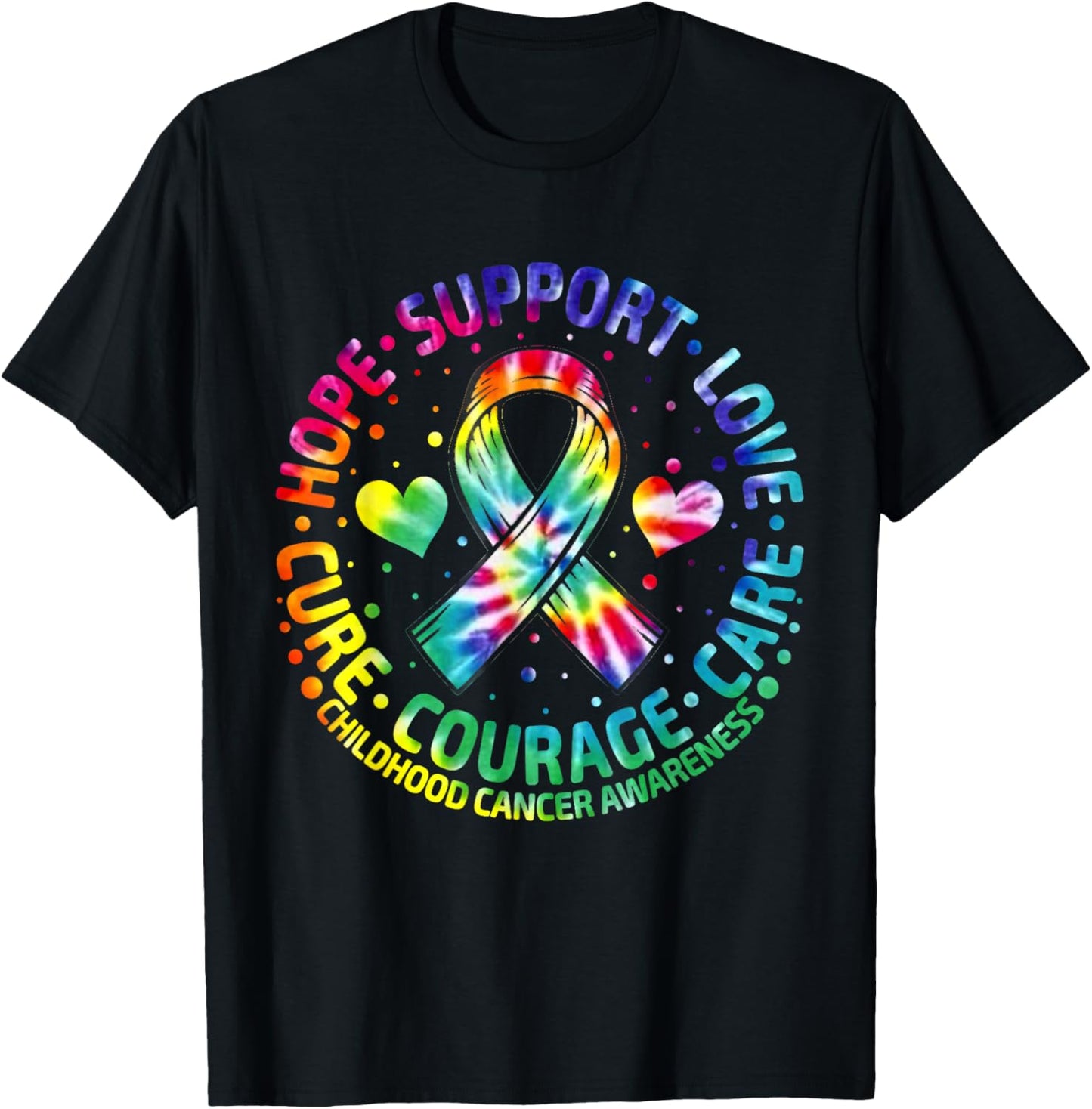 Childhood Cancer Support Family Childhood Cancer Awa Tie Dye T-Shirt - T-Shirt | Black