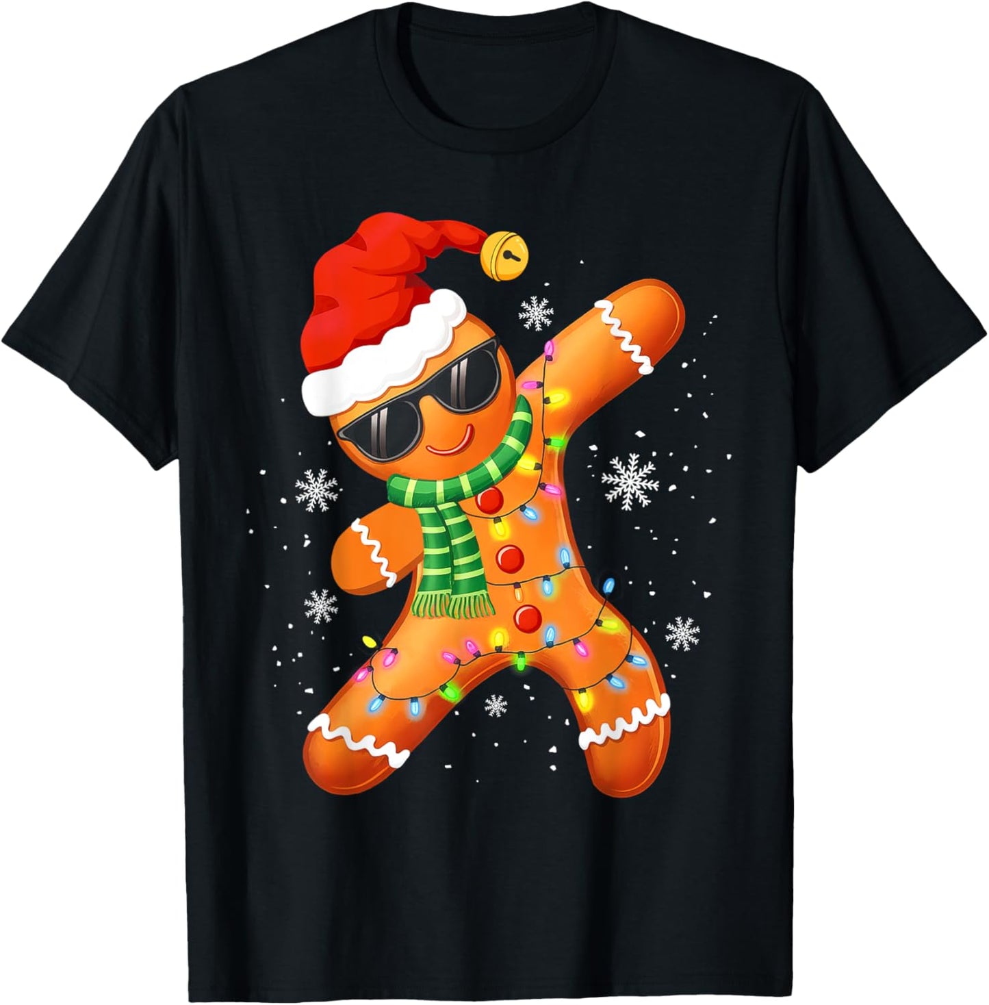 Christmas Shirts Kids Boys Toddler Gingerbread Xmas Lights T-Shirt - T-Shirt | Black