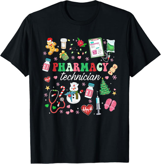 Pharmacy Technician Christmas Pharmacist CPhT Xmas Holiday T-Shirt - T-Shirt | Black
