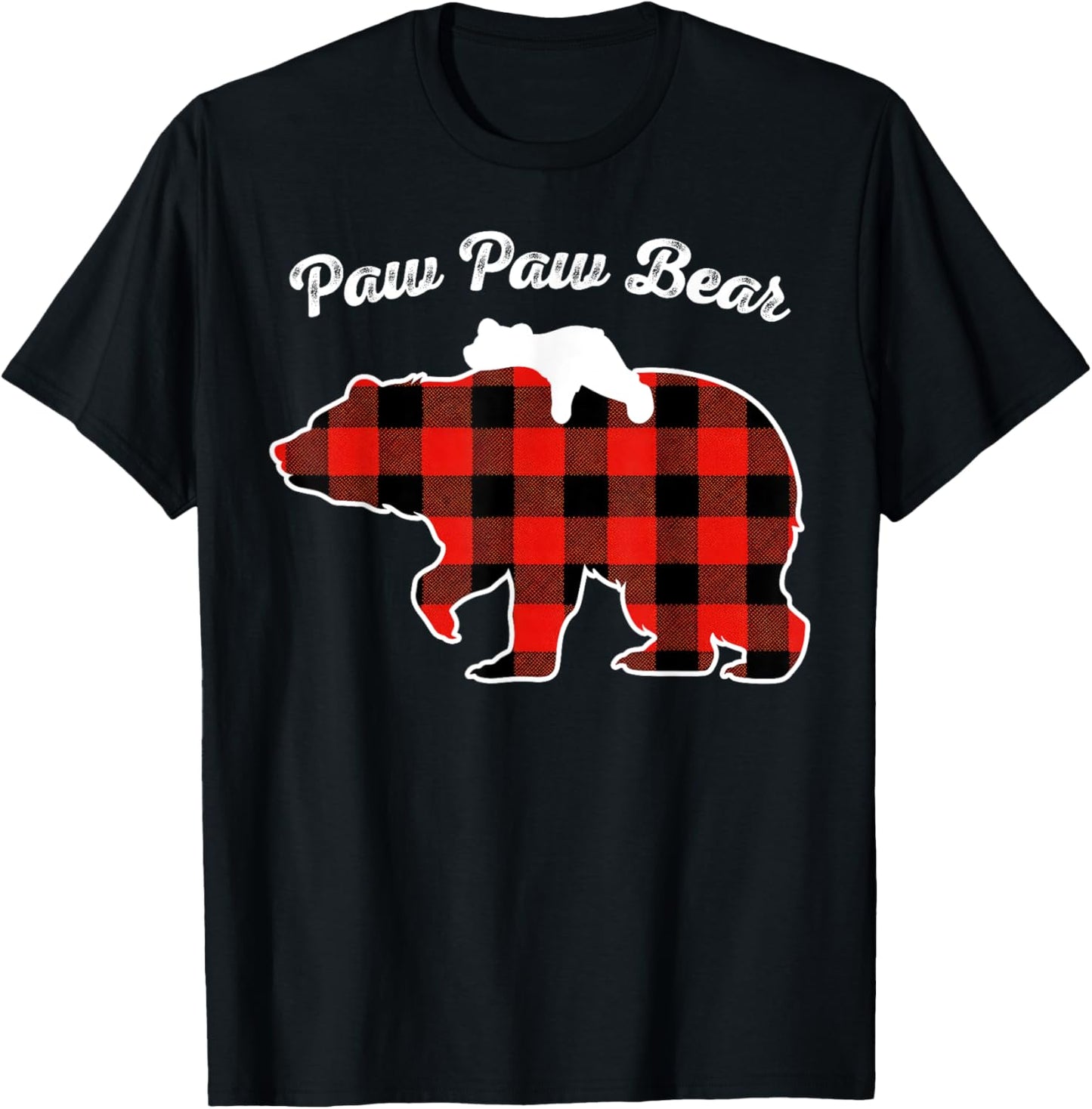 Paw Paw Bear Flannel Red Plaid Pajama Family Matching XMAS T-Shirt - T-Shirt | Black