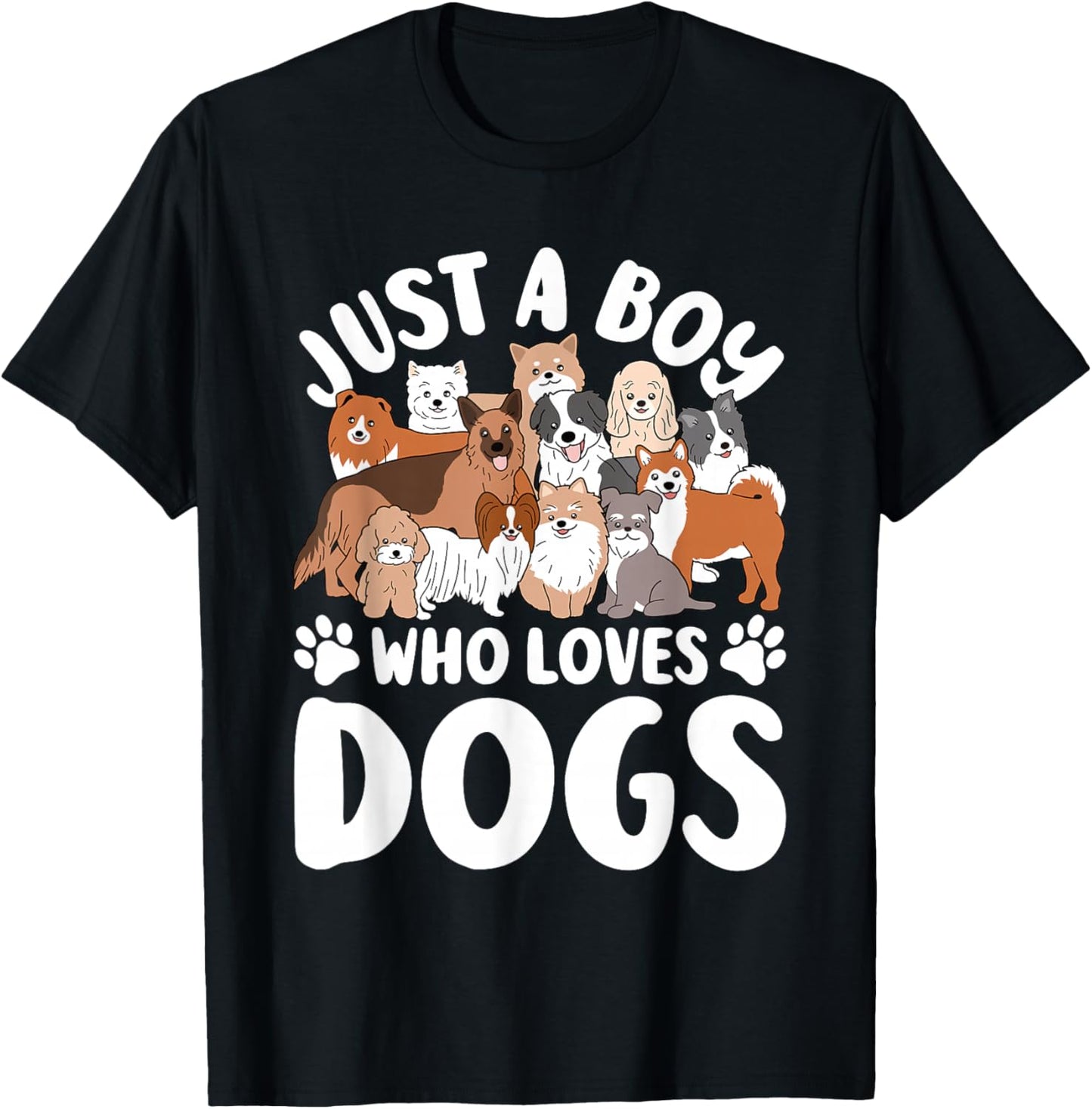 Just A Boy Who Loves Dogs Funny Dog Lover Kids T-Shirt - T-Shirt | Black