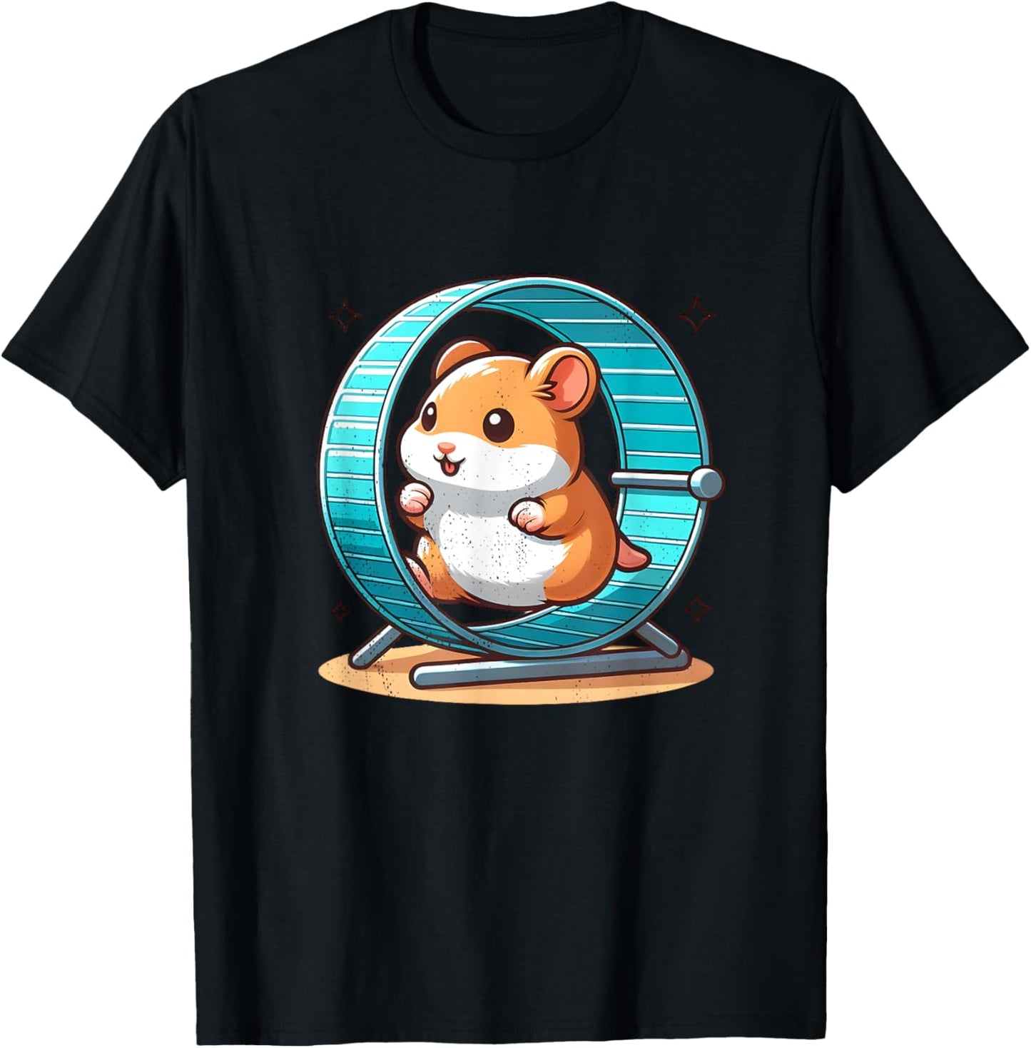 Hamster Running in Wheel T-Shirt - T-Shirt | Black