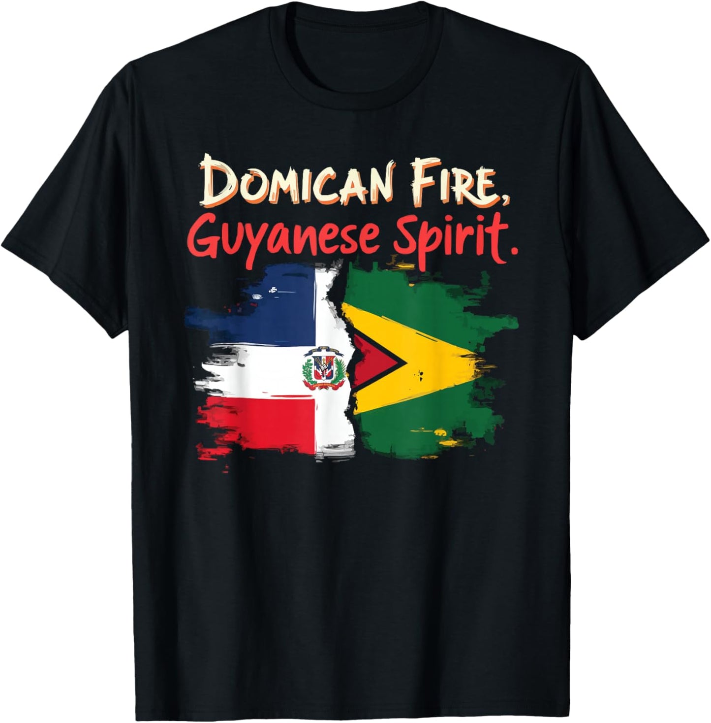 Half Dominican Half Guyanese Dominican Republic Flag Guyana T-Shirt - T-Shirt | Black