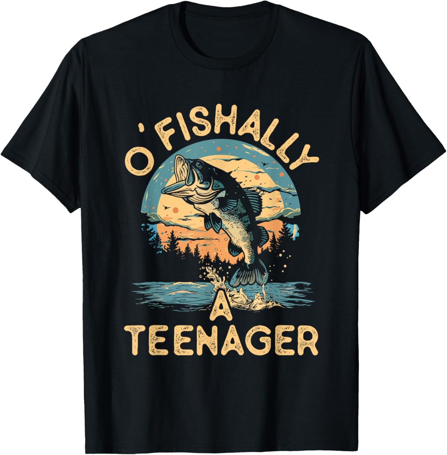 O'Fishally a Teenager Funny Fishing Teens Boys Girls Kids T-Shirt - T-Shirt | Black