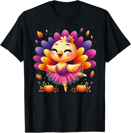 Ballet Turkey Ballet Dancer Fall Dance Girls Thanksgiving T-Shirt - T-Shirt | Black