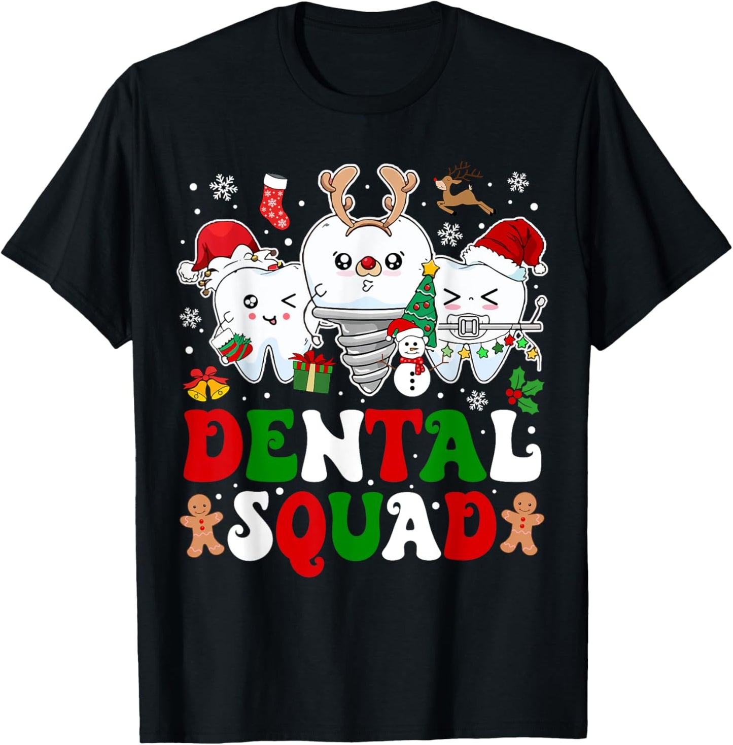 Dental Squad Dental Dentist Christmas Dental Assistant T-Shirt - T-Shirt | Black