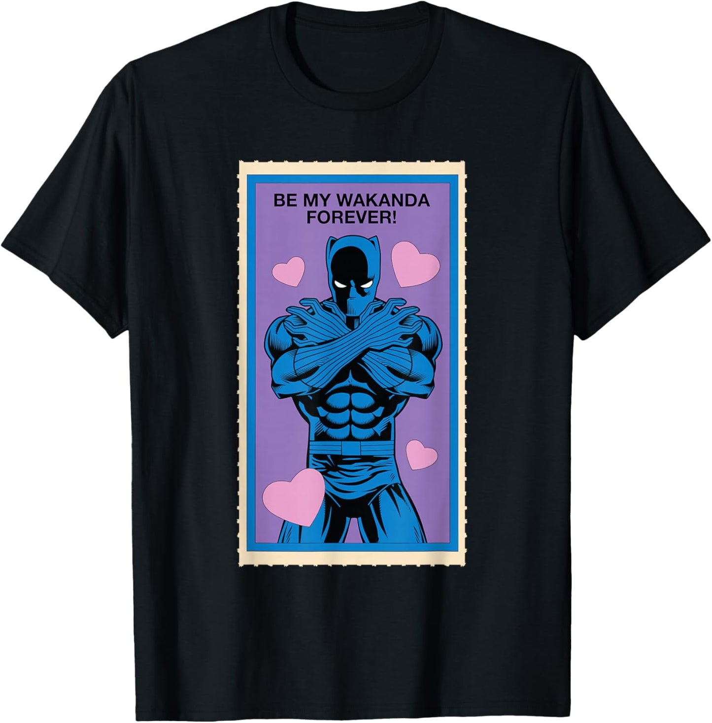 Marvel Retro '80s Valentine's Day Card Black Panther T-Shirt - T-Shirt | Black