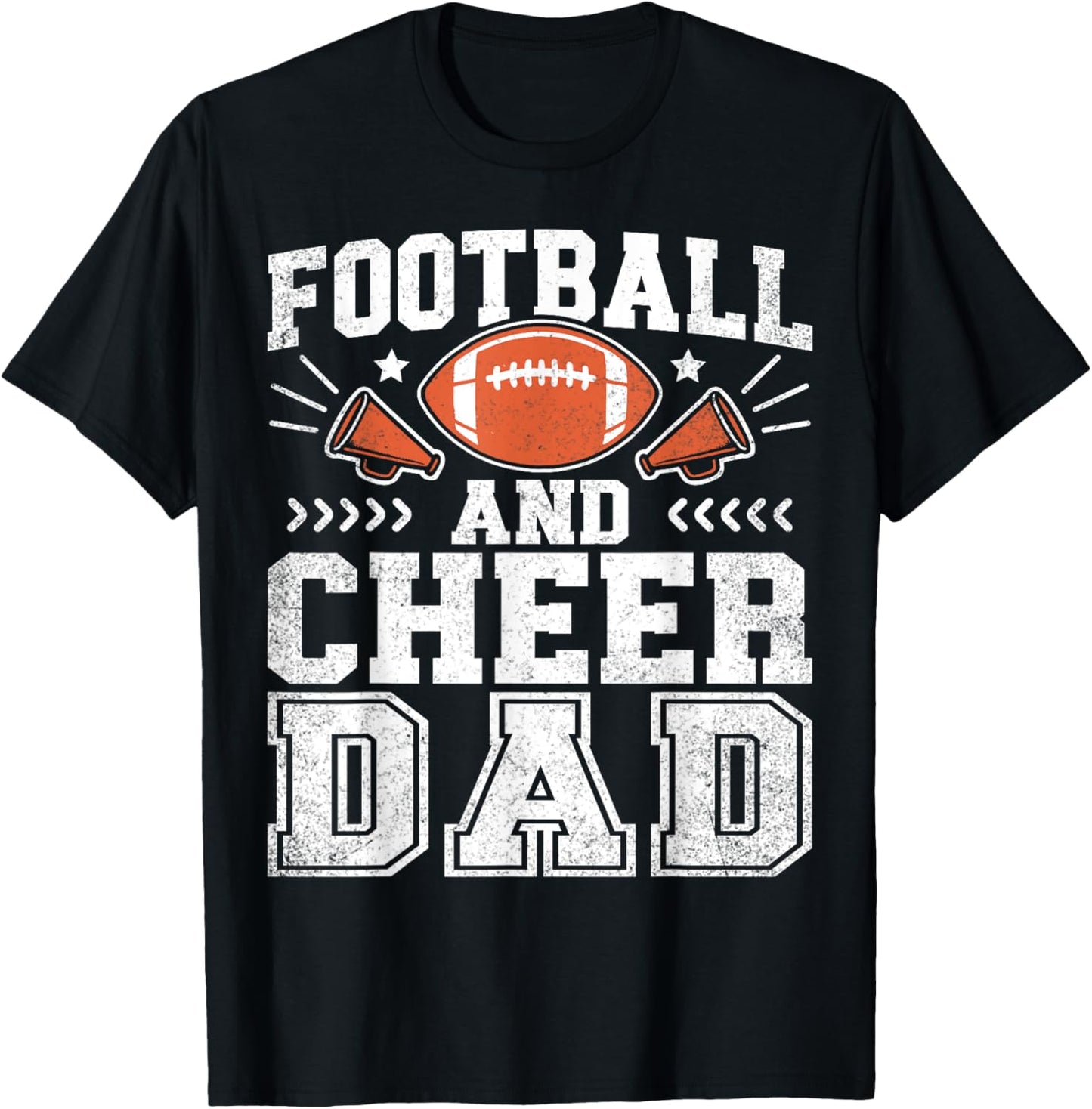 Football And Cheer Dad Daddy Cheerleader Player Fathers Day T-Shirt - T-Shirt | Black
