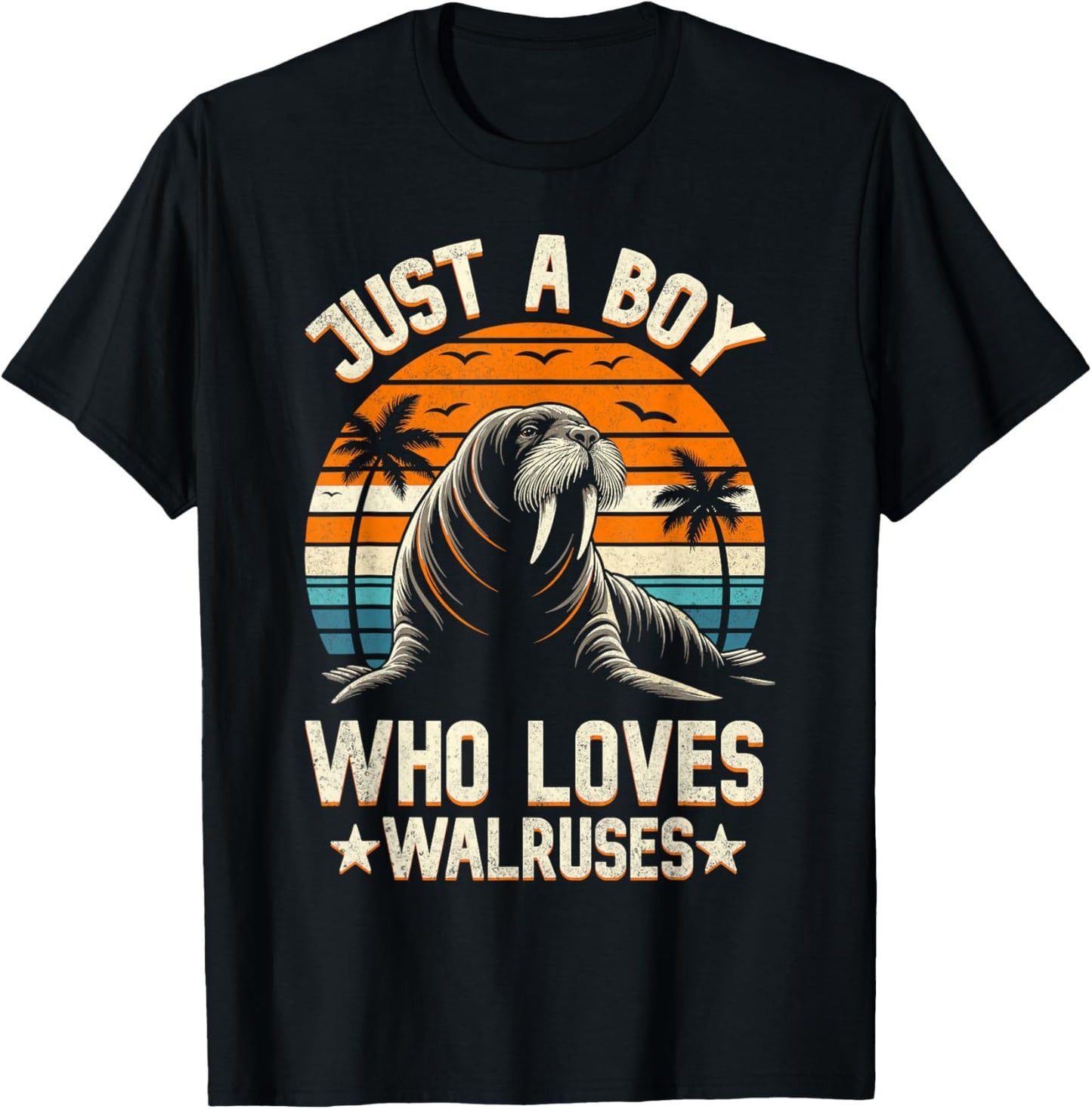 Just a Boy Who Loves Walrus Shirt Funny Sea Animal Lover T-Shirt - T-Shirt | Black
