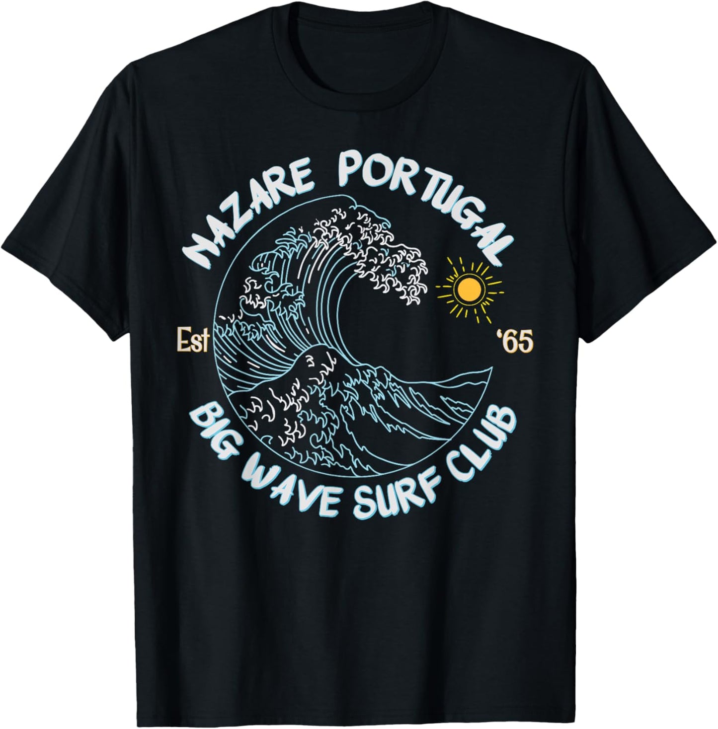 Nazare Portugal Big Wave Surf Club, surfing graphic T-Shirt - T-Shirt | Black