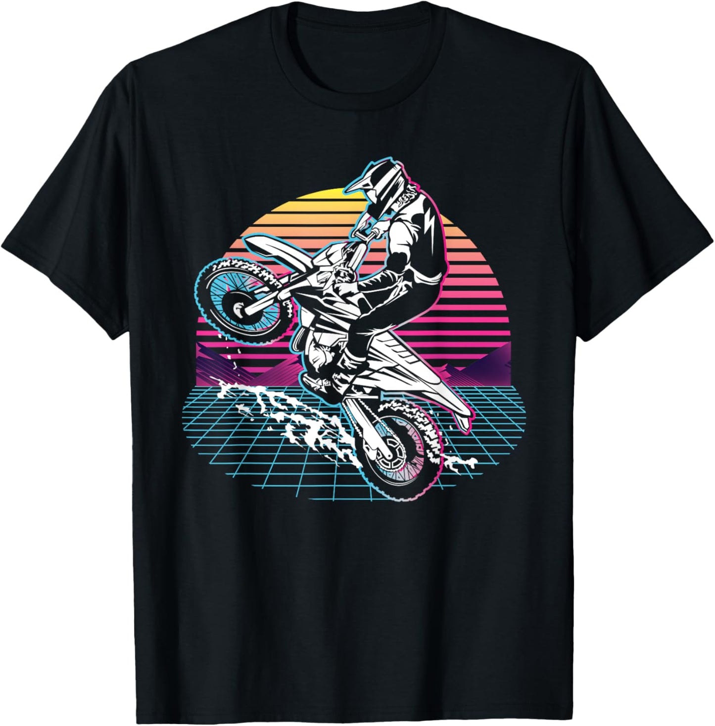 Dirt Bike Rider MX Biker Motocross 80s 90s Retro T-Shirt - T-Shirt | Black