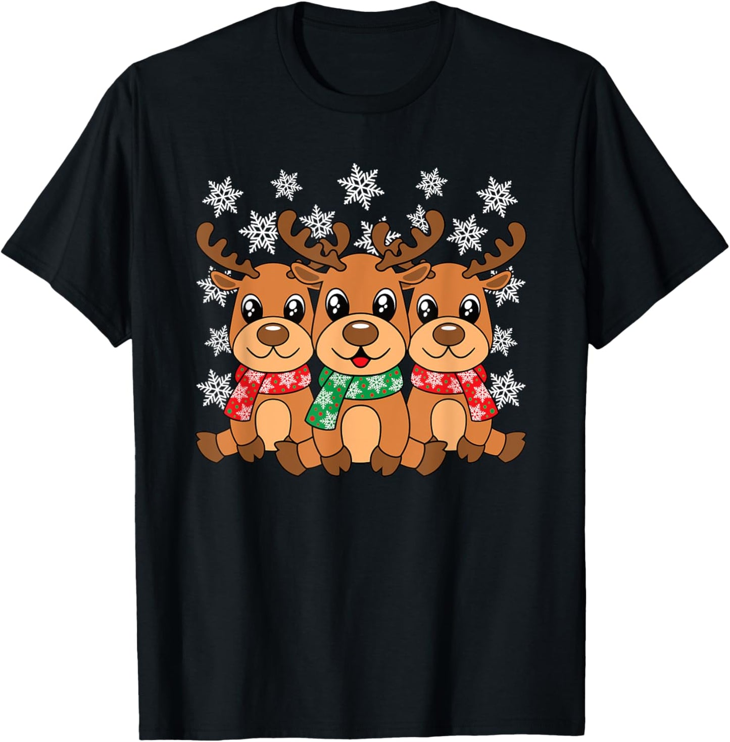 Christmas Reindeer Cute Xmas Men Women Kids T-Shirt - T-Shirt | Black
