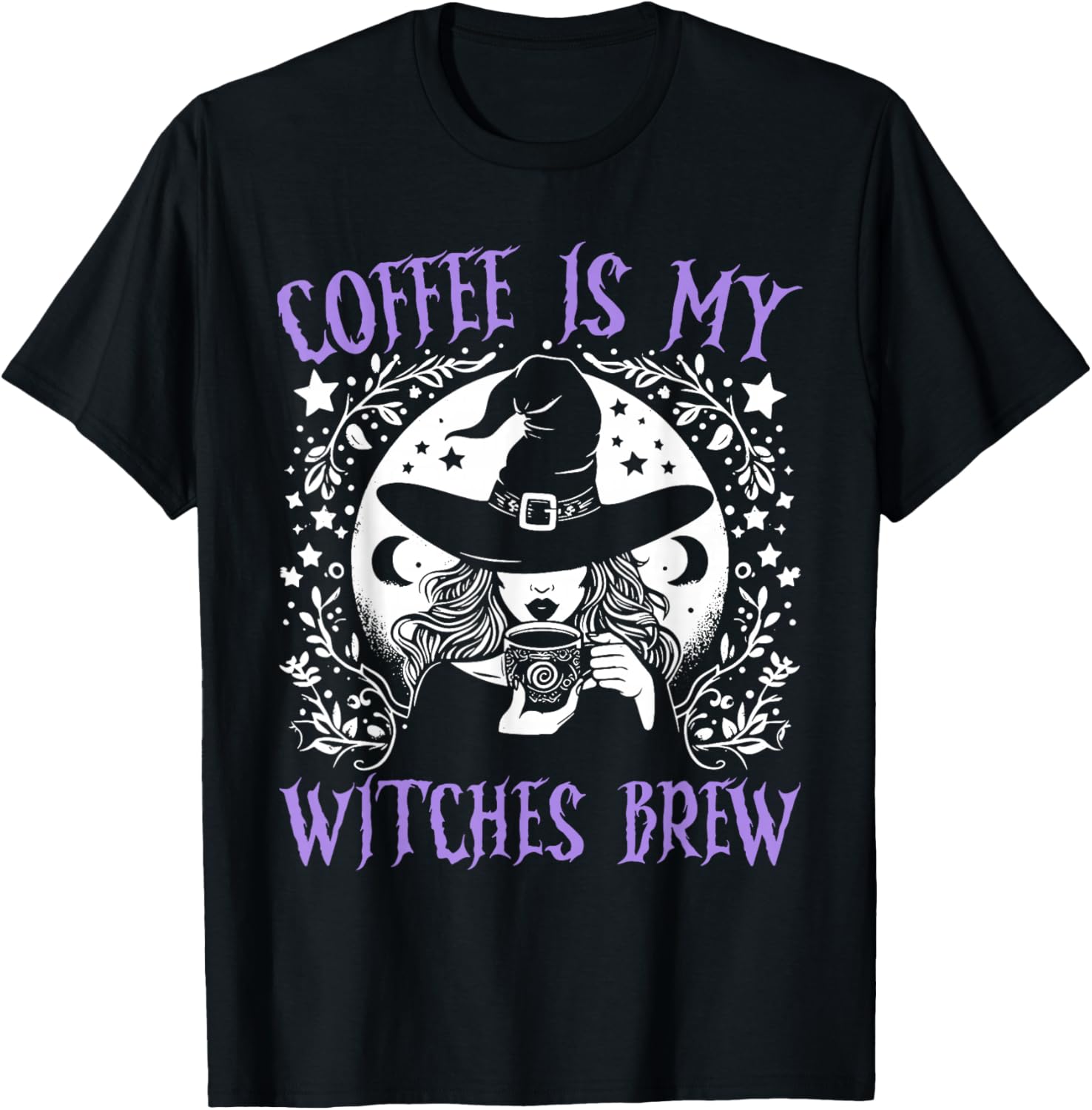 Coffee Is My Witches Brew Retro Halloween Witch Brew T-Shirt - T-Shirt | Black