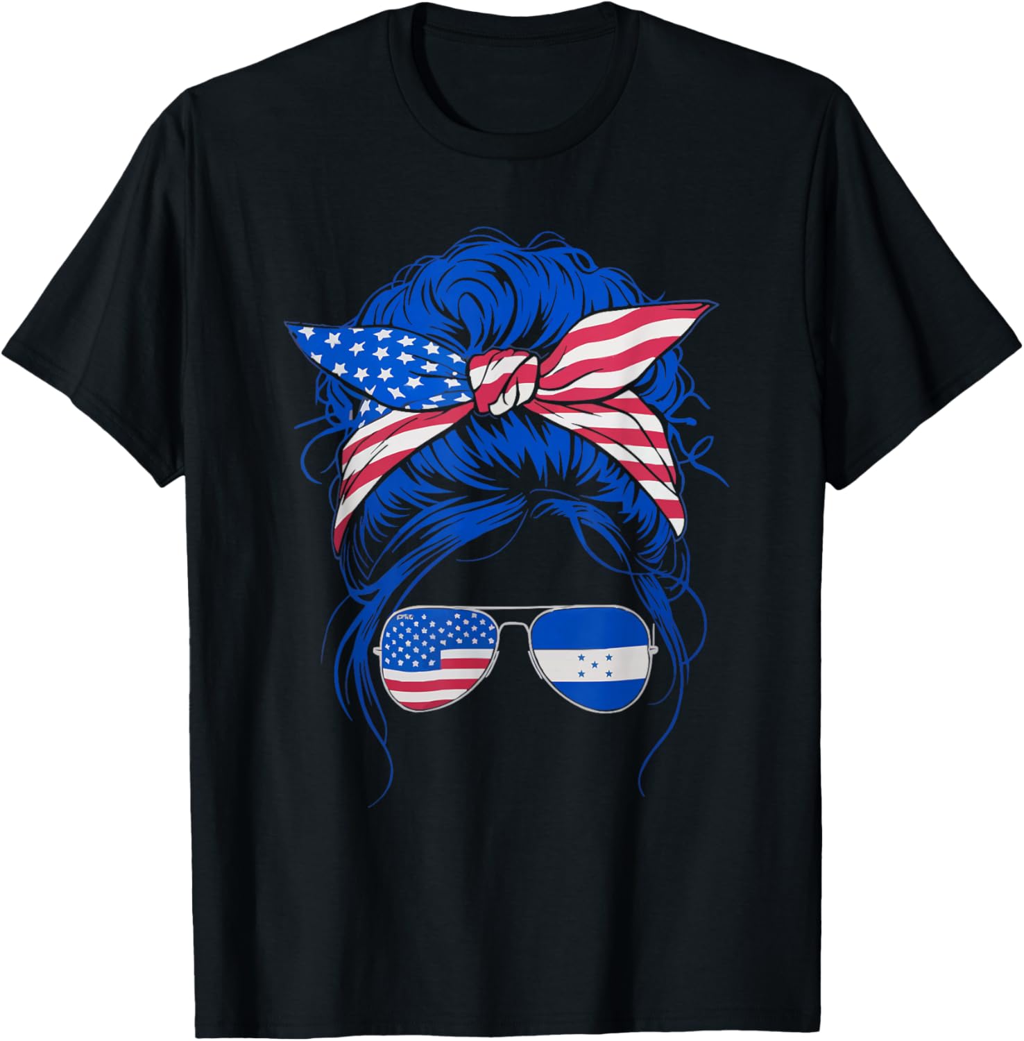 Half American Half Honduran USA Flag Honduras America T-Shirt - T-Shirt | Black