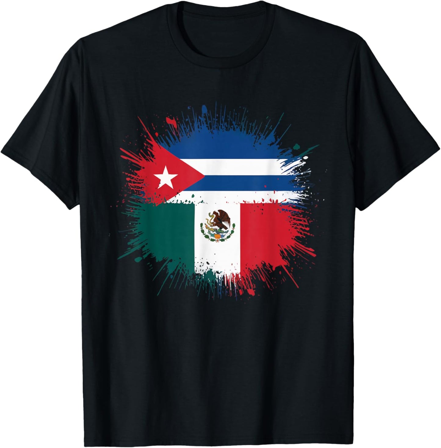 Half Cuban Half Mexican Country Mexico Flag Cuba T-Shirt - T-Shirt | Black