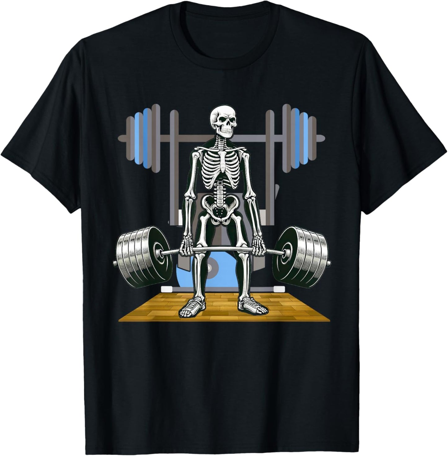Halloween Skeleton Deadlift Funny Fitness Weightlifting T-Shirt - T-Shirt | Black