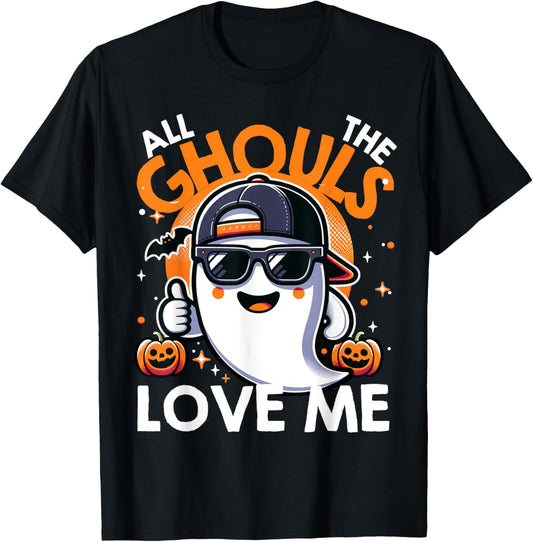 All The Ghouls Love Me Halloween Ghost Kids Boys Toddler T-Shirt - T-Shirt | Black