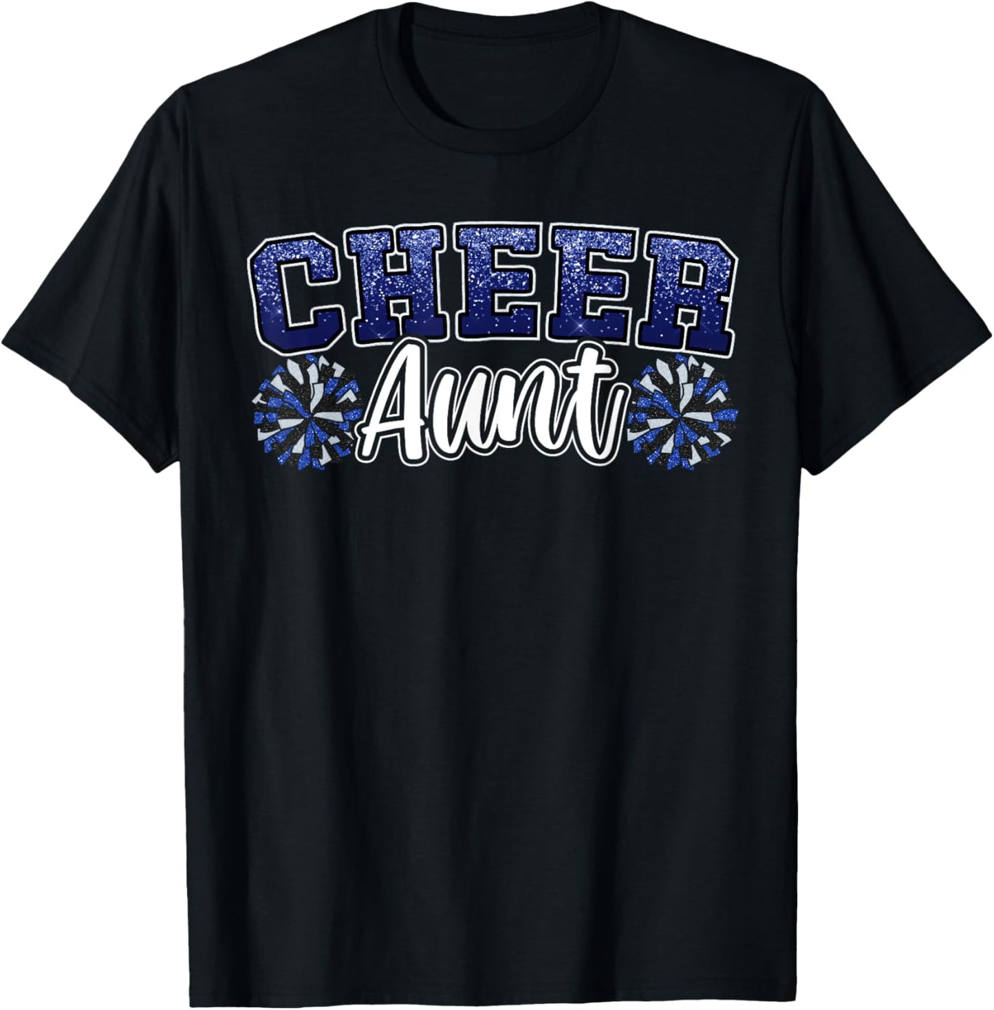 Loud Proud Cheer Aunt Blue Pom Poms Cheerleader Niece Women T-Shirt - T-Shirt | Black