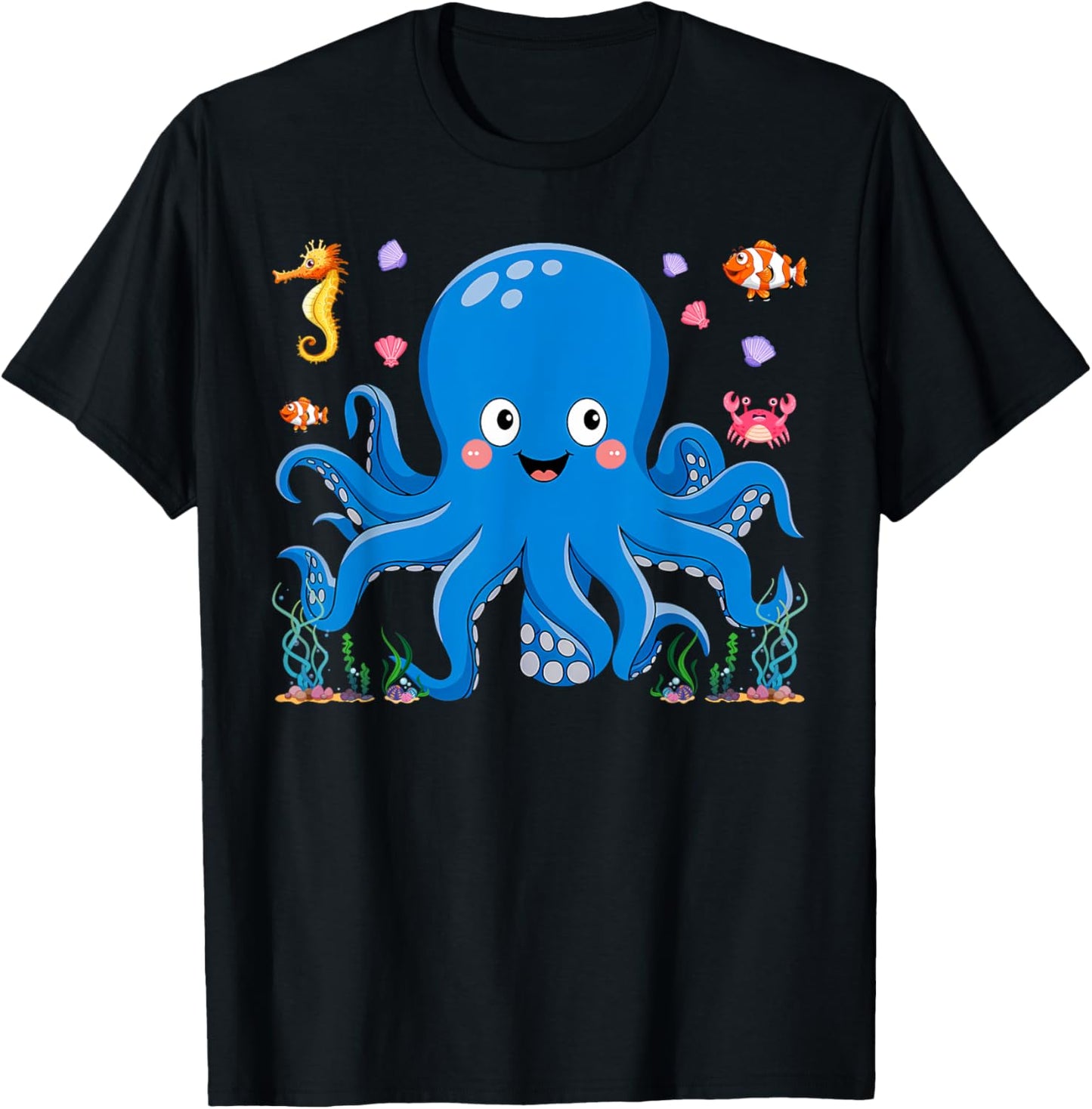 Cute Girls and Boys Octopus T-Shirt - T-Shirt | Black