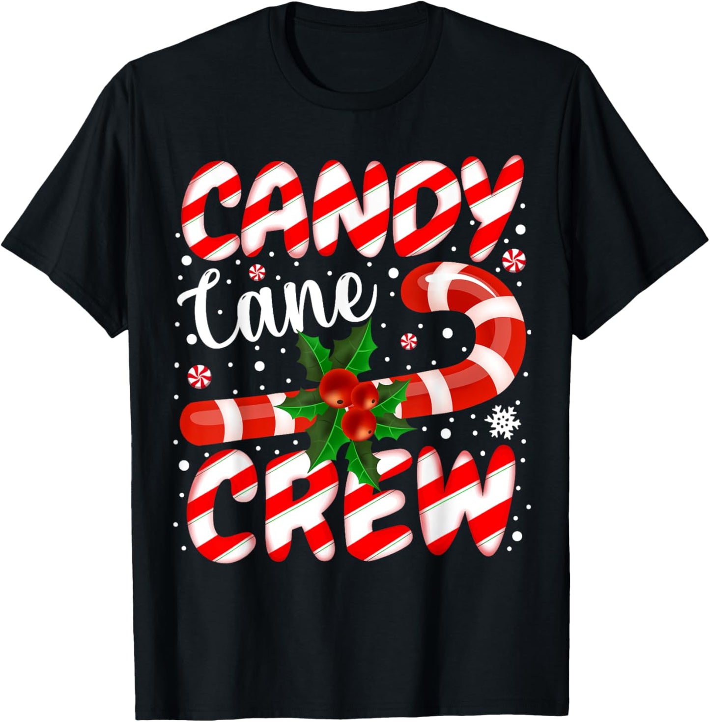 Candy Cane Crew Christmas Family Matching Xmas Pajamas T-Shirt - T-Shirt | Black