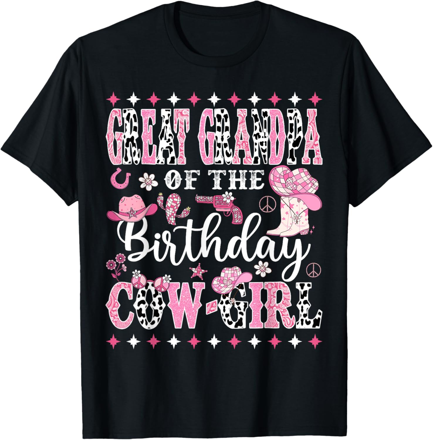 Great Grandpa Of The Birthday CowGirl Rodeo CowGirl Birthday T-Shirt - T-Shirt | Black