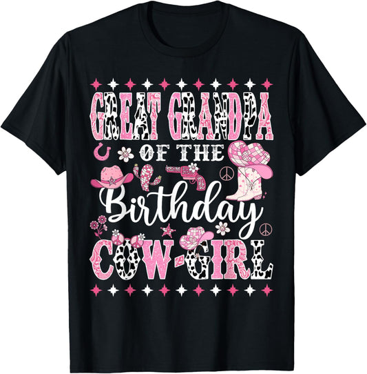 Great Grandpa Of The Birthday CowGirl Rodeo CowGirl Birthday T-Shirt - T-Shirt | Black