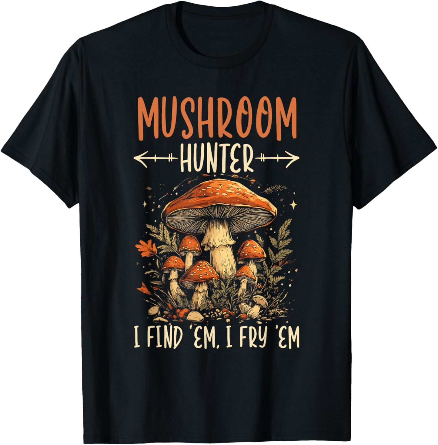 Funny Mushroom Foraging Mycology Fungi Shroom Morel Hunting T-Shirt - T-Shirt | Black