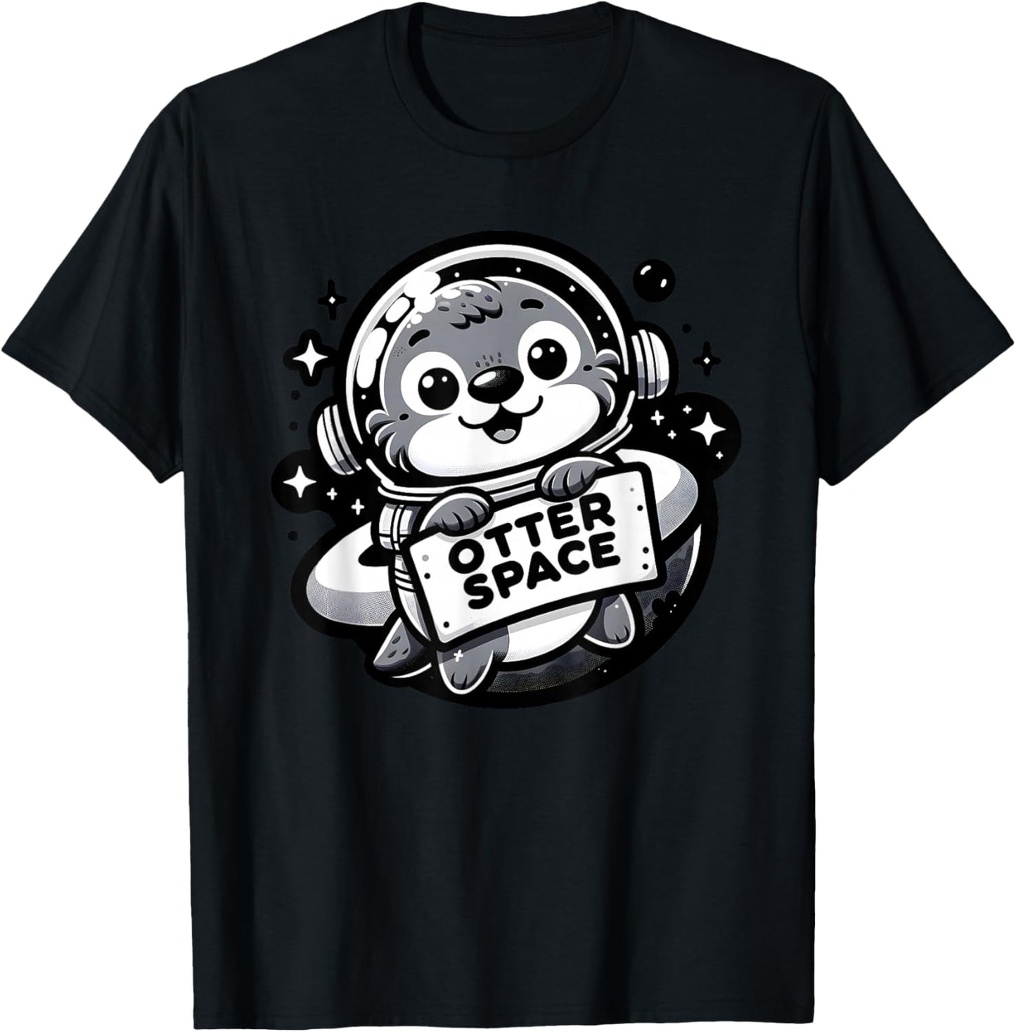 Space Otter Astronaut Design For Kids And Adults Otter T-Shirt - T-Shirt | Black