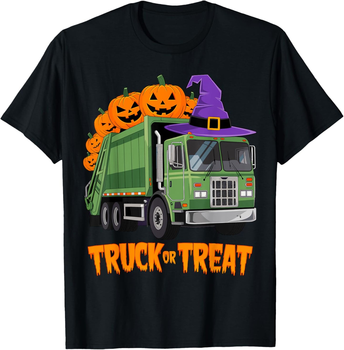 Truck or Treat Garbage Truck Halloween Costume T-Shirt - T-Shirt | Black
