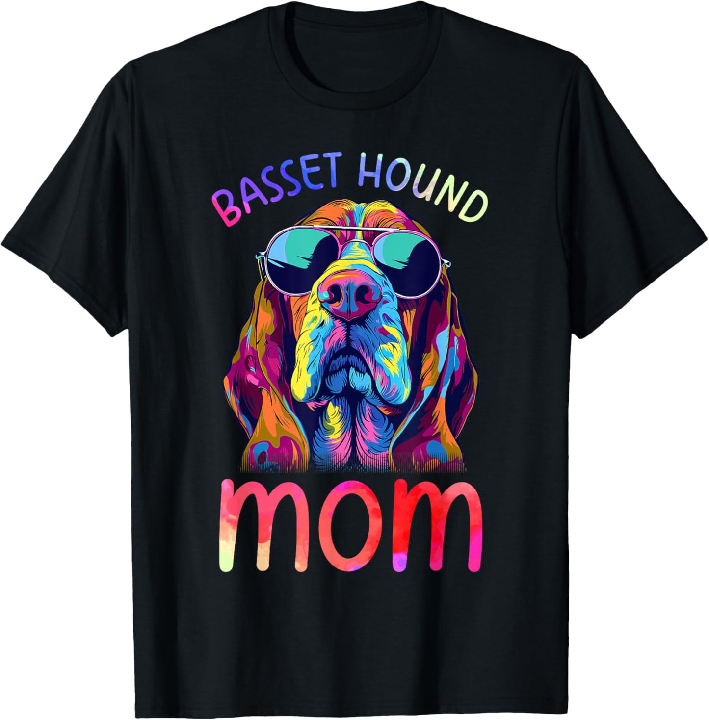 Basset Hound Lovers Pop Art Basset Hound Mom T-Shirt - T-Shirt | Black