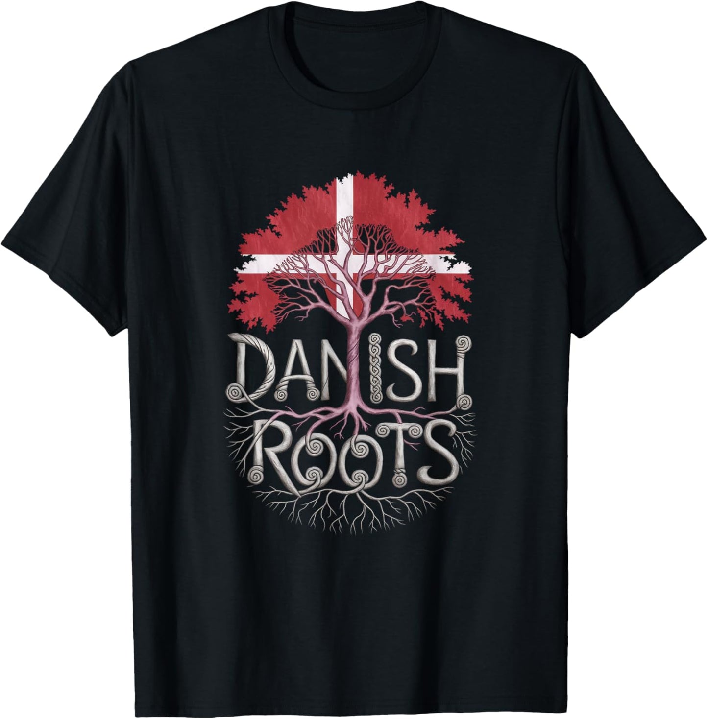Danish Roots - Denmark Flag Colors Family Tree Souvenir T-Shirt - T-Shirt | Black