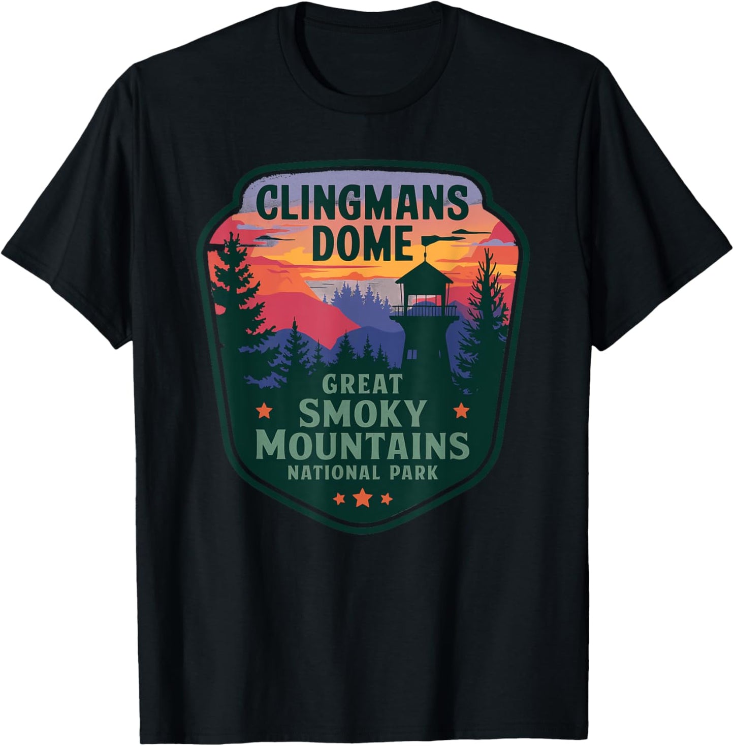 Clingmans Dome Great Smoky Mountains Bear Vintage T-Shirt - T-Shirt | Black
