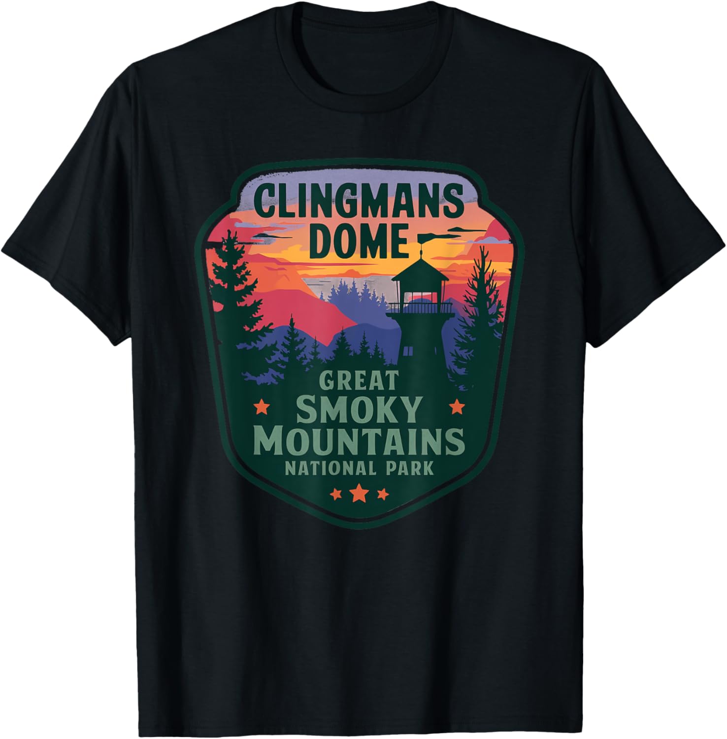 Clingmans Dome Great Smoky Mountains Bear Vintage T-Shirt - T-Shirt | Black