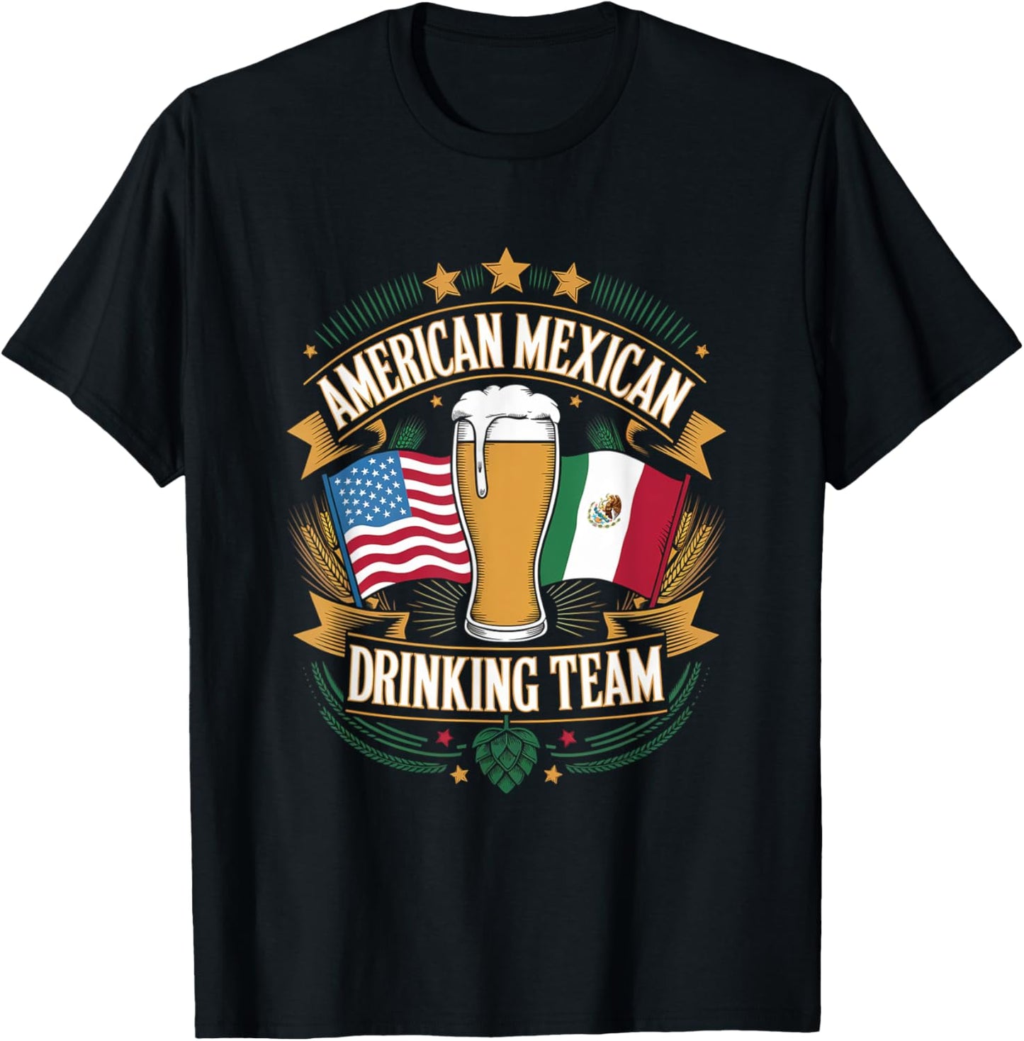 American Mexican Flag Drinking Team T-Shirt - T-Shirt | Black