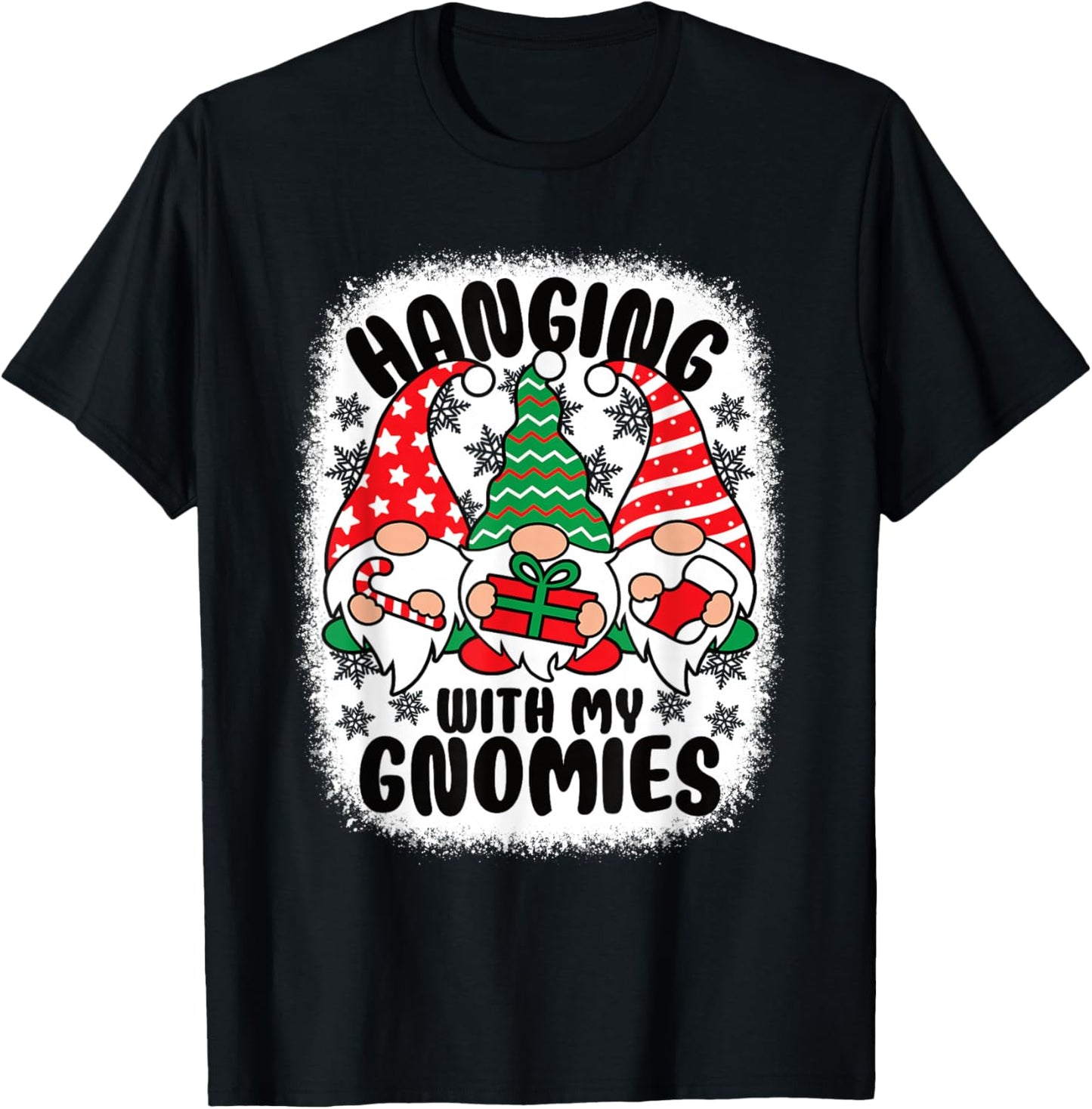 Hanging With My Gnomies Funny Christmas Xmas Gnome T-Shirt - T-Shirt | Black