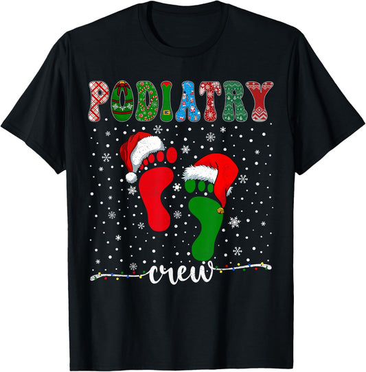 Christmas Footprint Doctor Podiatrist Podiatry Crew Xmas T-Shirt - T-Shirt | Black