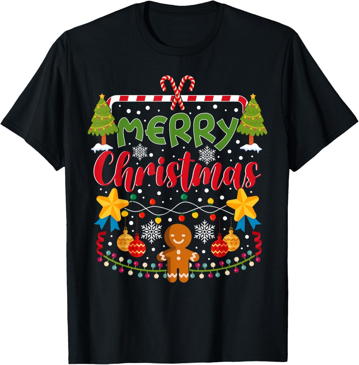 Merry Christmas gingerbread Matching Family Merry Christmas T-Shirt - T-Shirt | Black