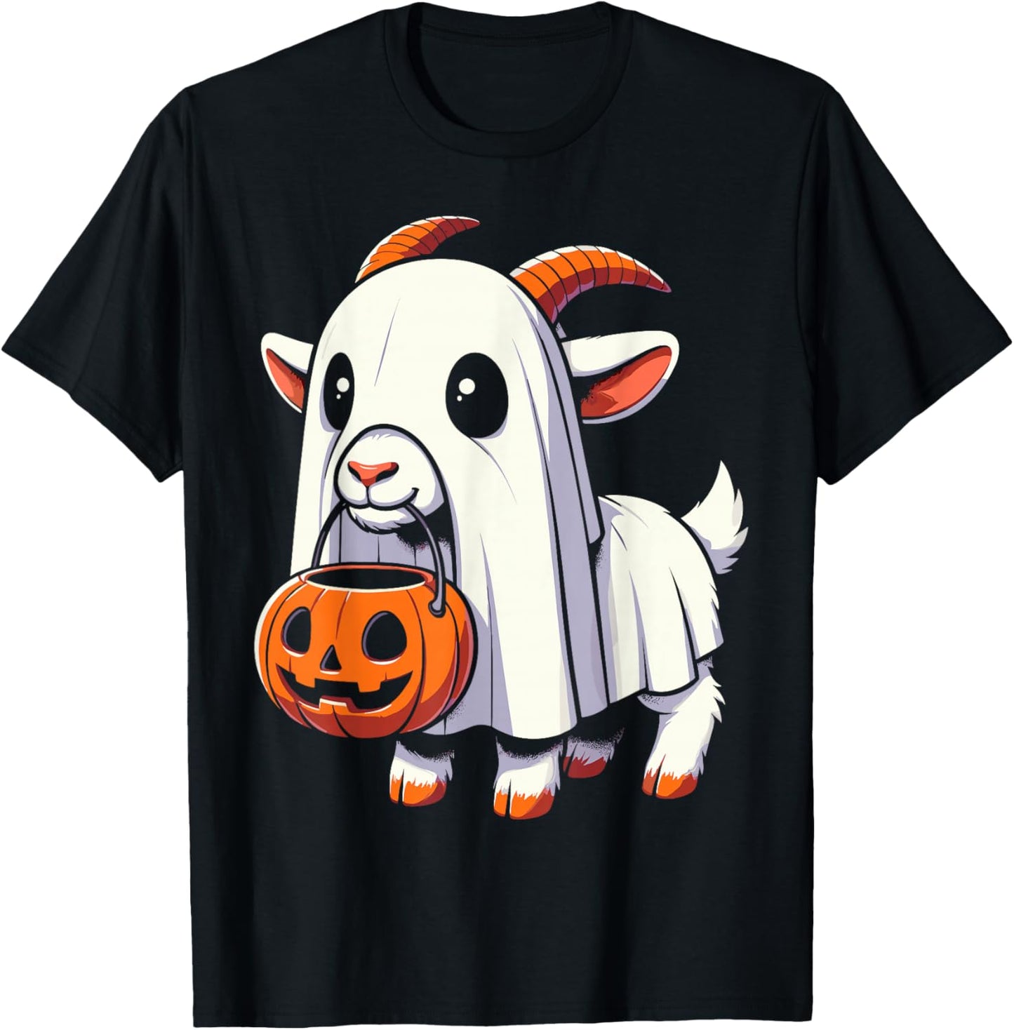 Halloween Cute Goat Ghost T-Shirt - T-Shirt | Black