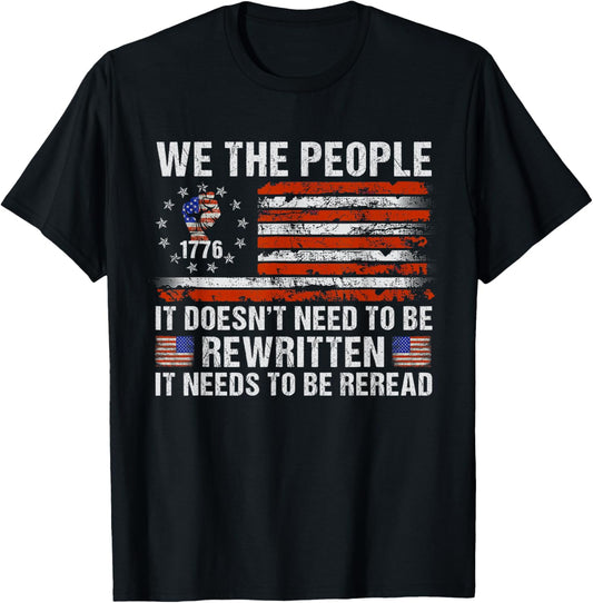 We The People American Flag Patriotic 1776 USA Retro Gifts T-Shirt - T-Shirt | Black