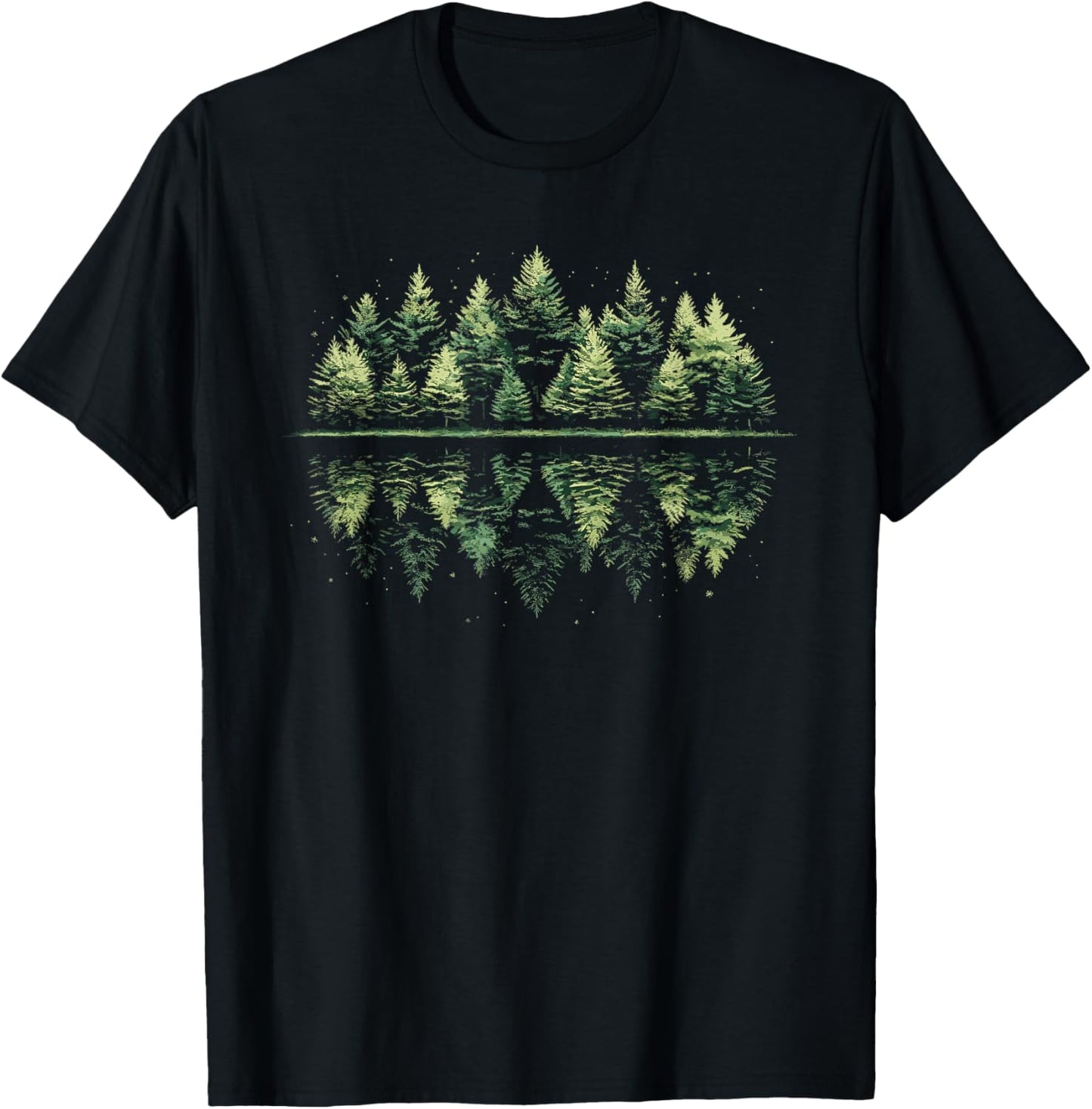 Nature Reflection Forest Trees Outdoor Wildlife T-Shirt - T-Shirt | Black