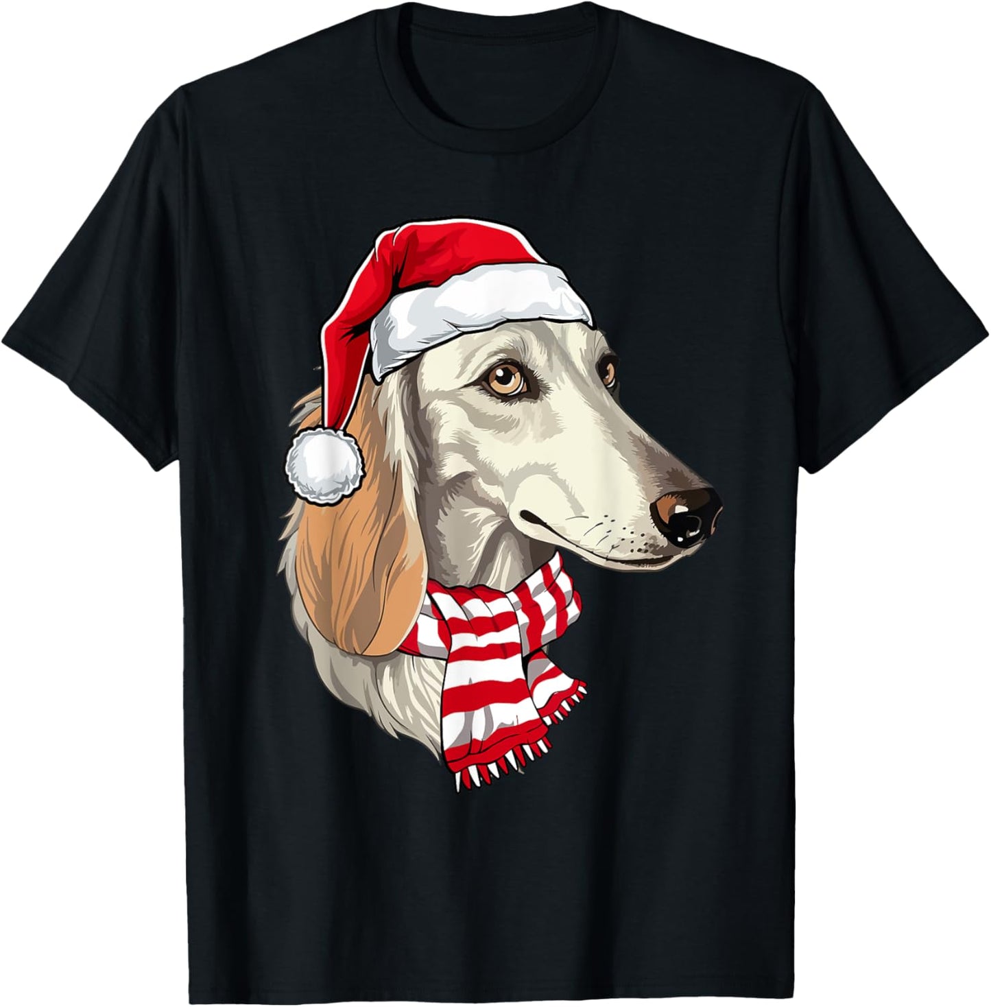 Santa Saluki Christmas Dog Lover Men Women Kids T-Shirt - T-Shirt | Black