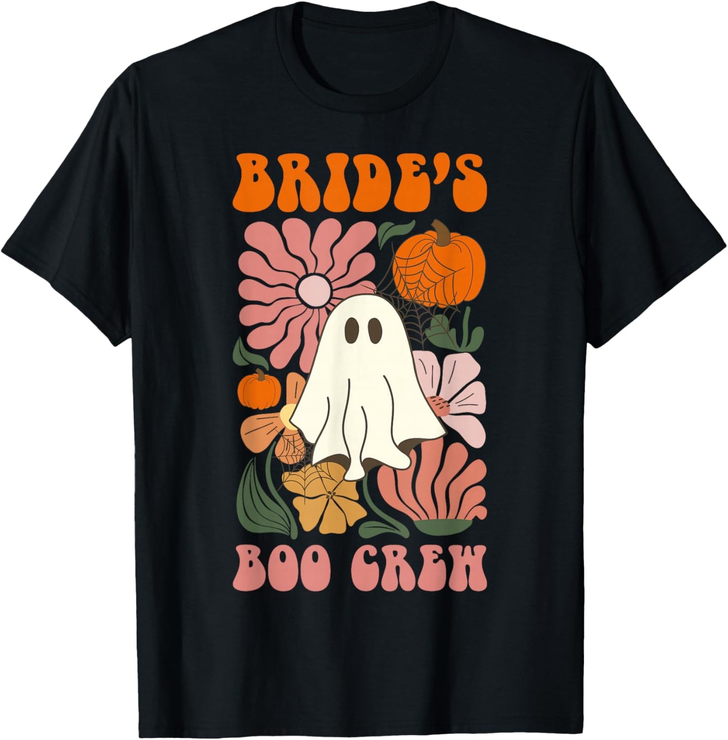 Bride's Boo Crew Floral Ghost Halloween Bachelorette Party T-Shirt - T-Shirt | Black
