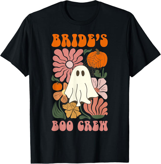 Bride's Boo Crew Floral Ghost Halloween Bachelorette Party T-Shirt - T-Shirt | Black
