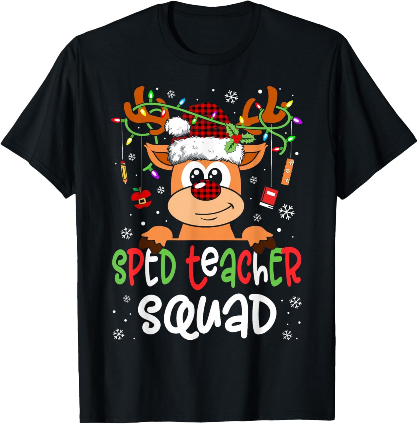 Sped Teacher Squad Reindeer Christmas Special Education T-Shirt - T-Shirt | Black